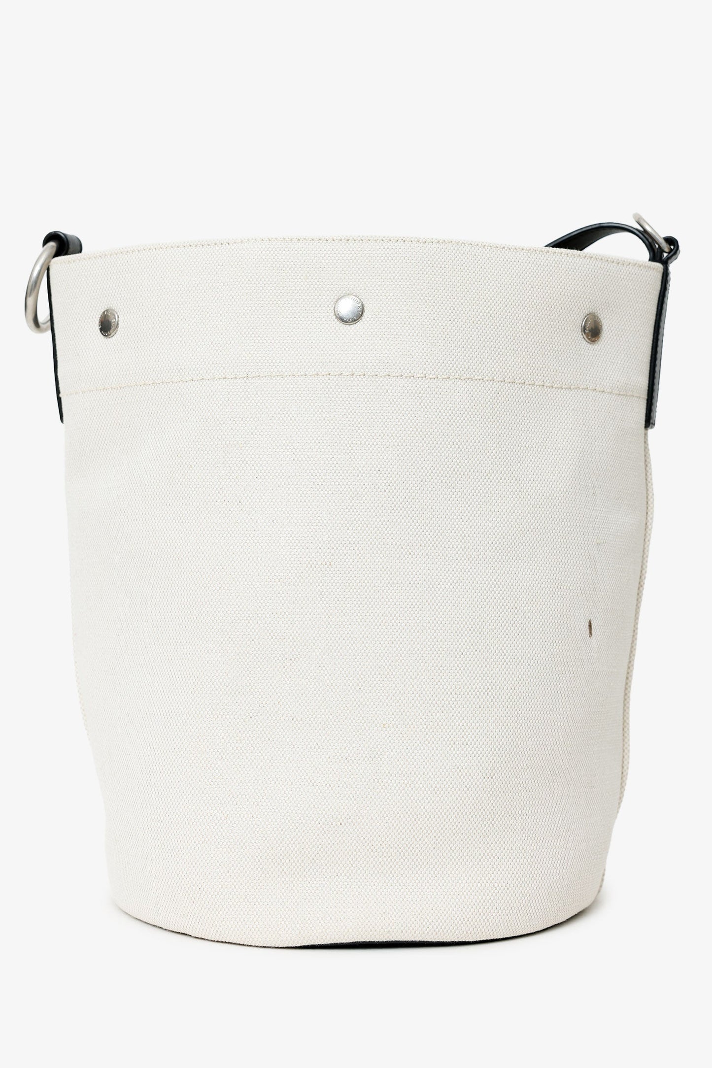 Saint Laurent White Rive Gauche Linen Bucket Bag With Pouch