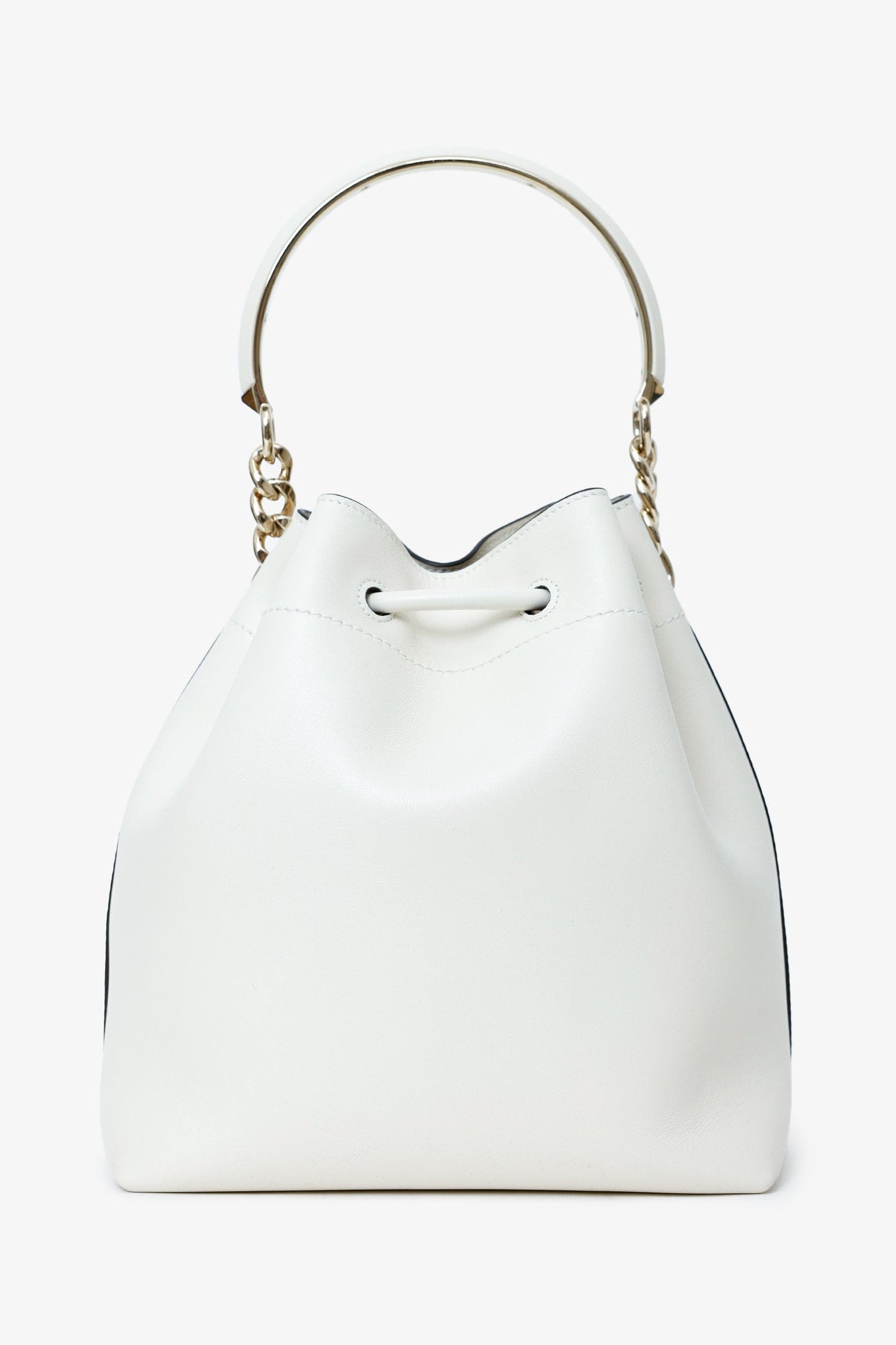 Jimmy Choo White Leather Bonbon Bucket Bag