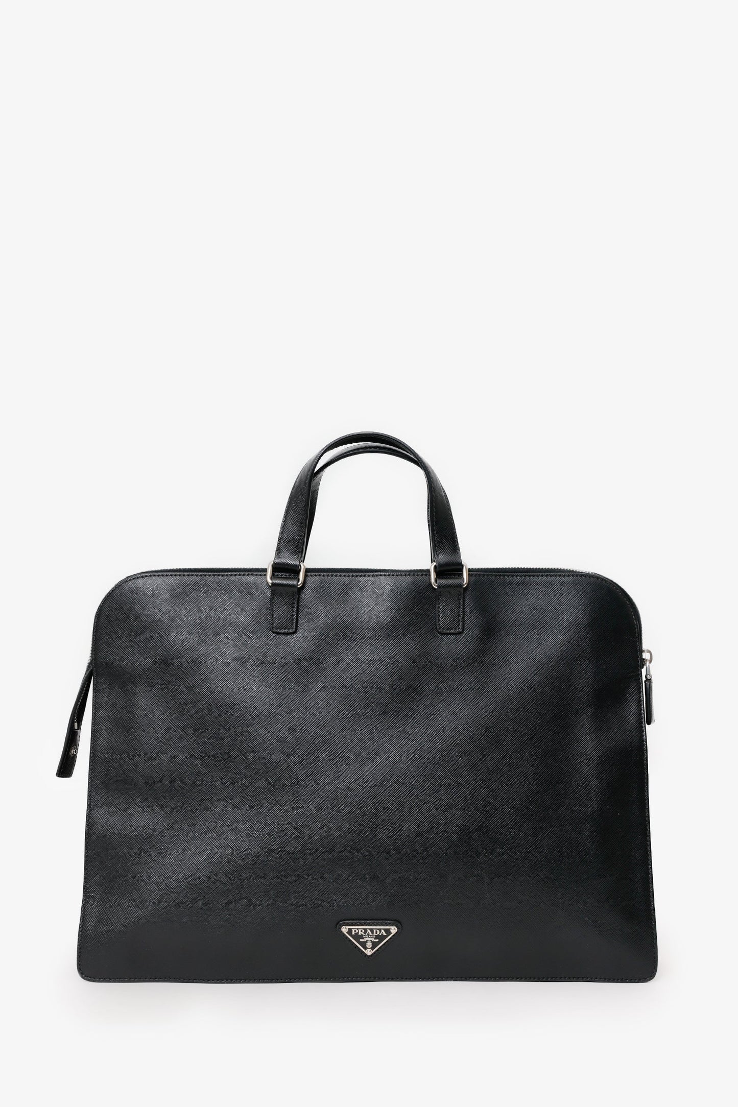 Prada Black Saffiano Leather Attache Briefcase Bag