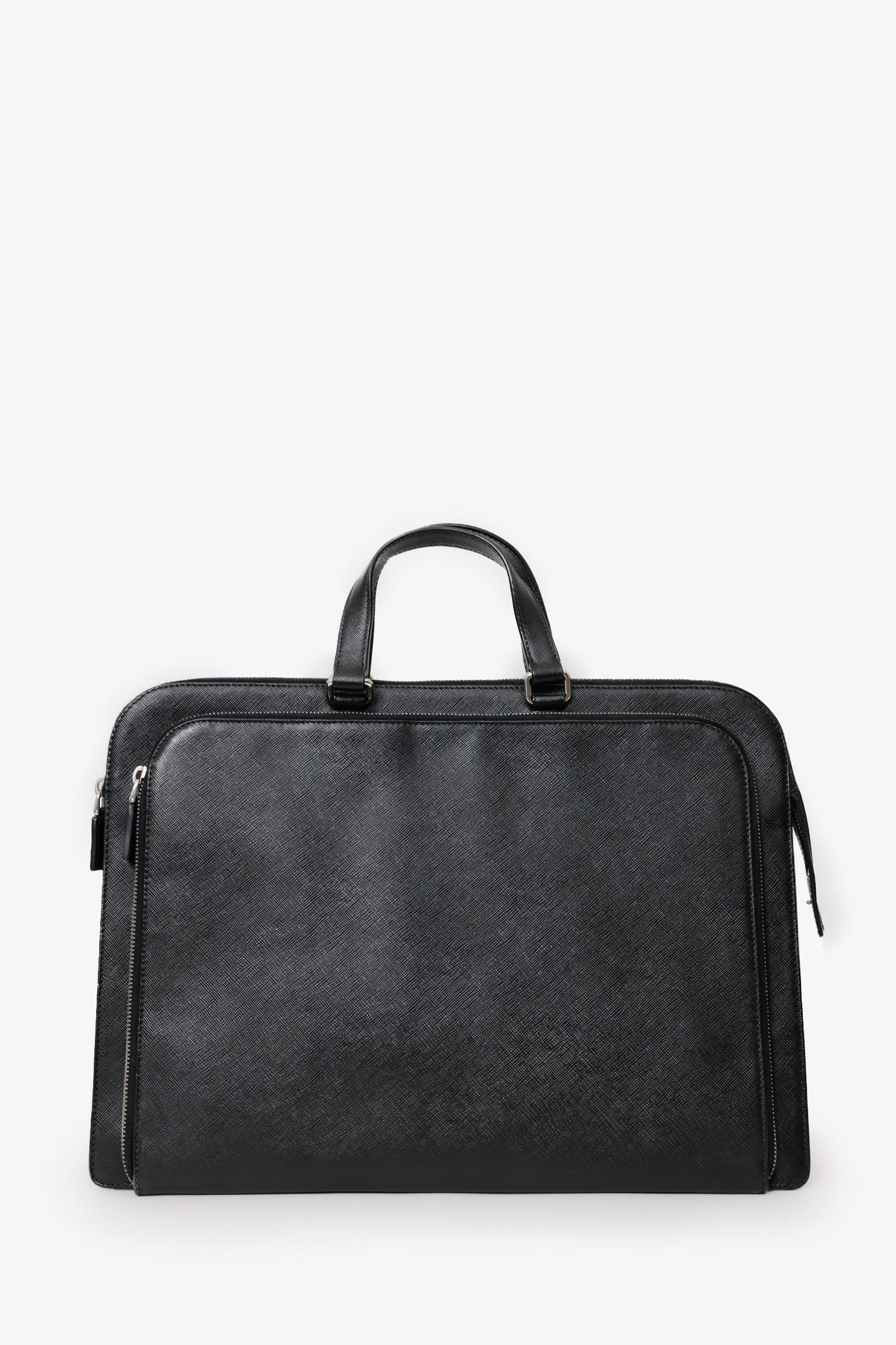 Prada Black Saffiano Leather Attache Briefcase Bag