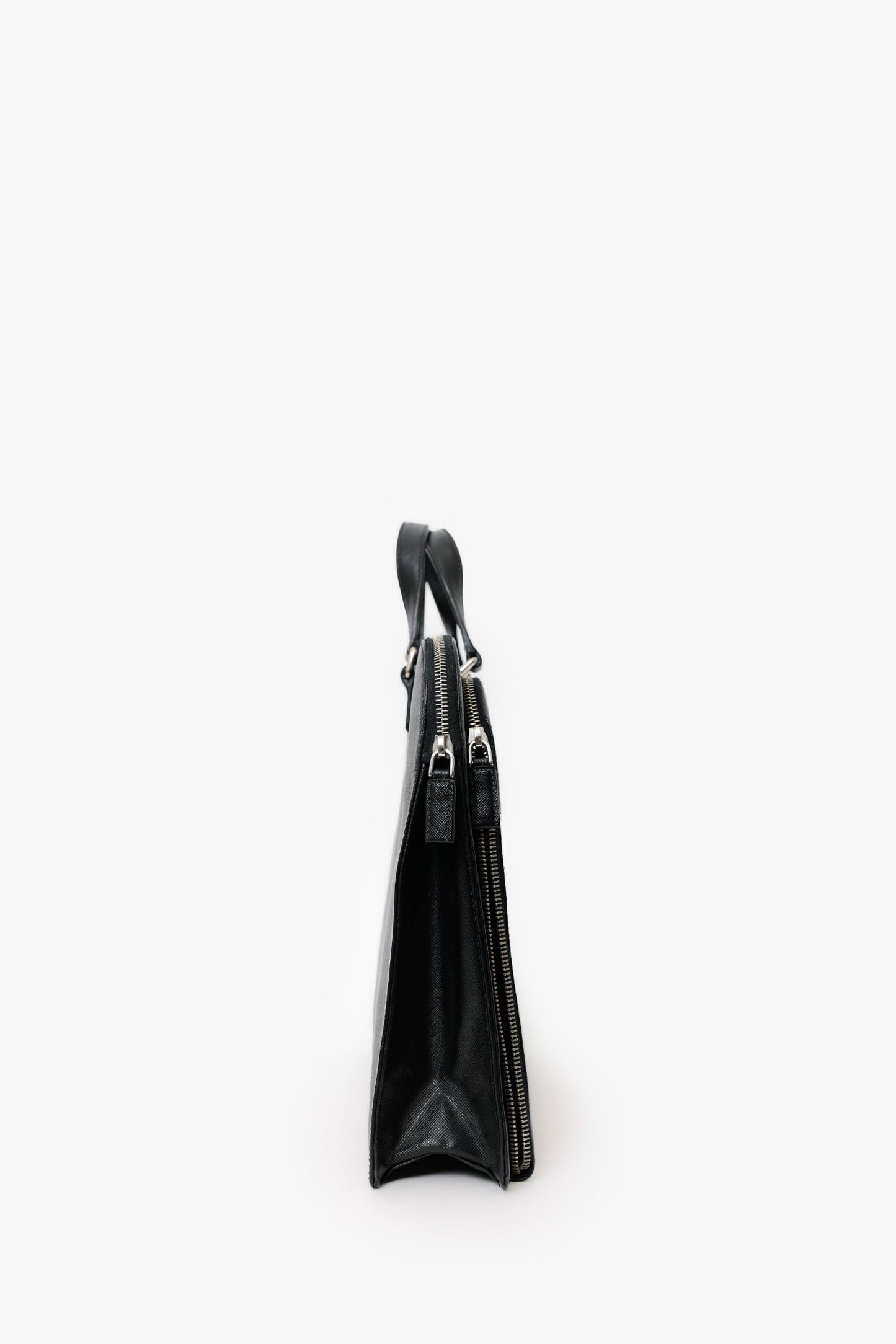 Prada Black Saffiano Leather Attache Briefcase Bag
