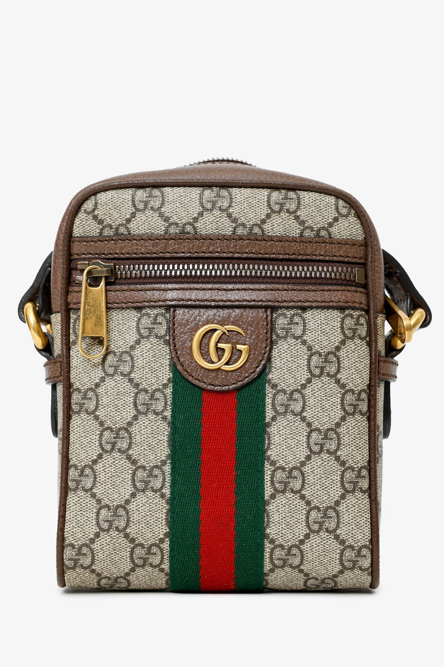 Gucci Brown Mini GG Supreme Ophidia Messenger Bag