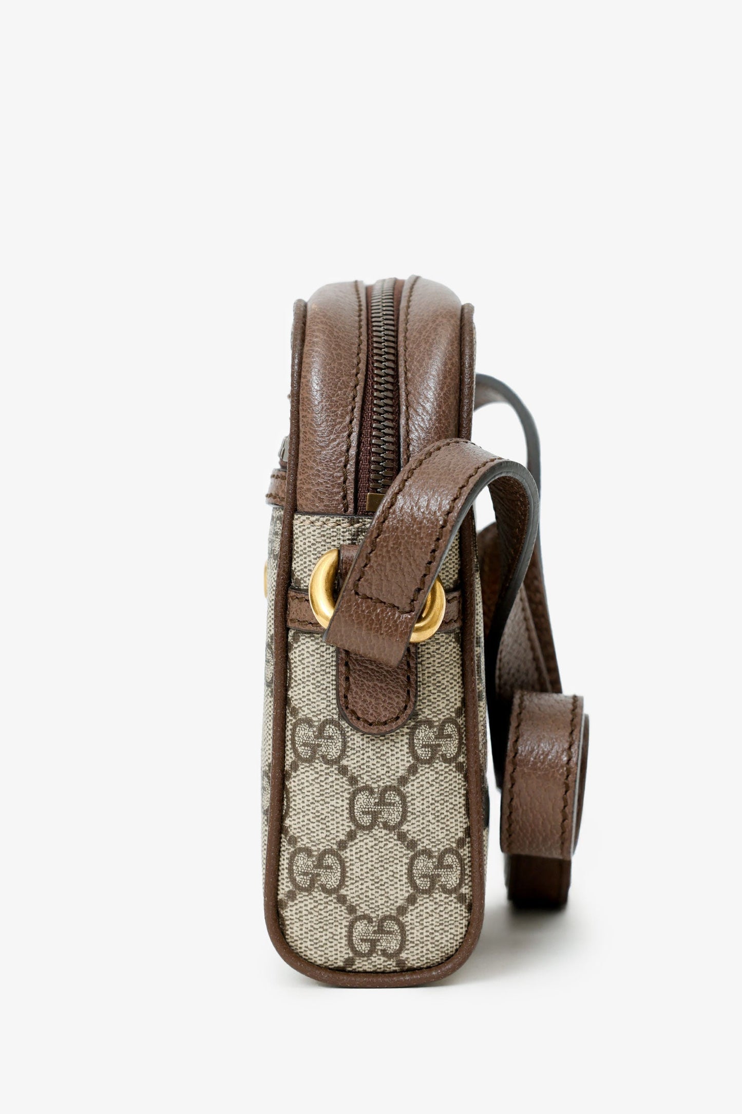 Gucci Brown Mini GG Supreme Ophidia Messenger Bag