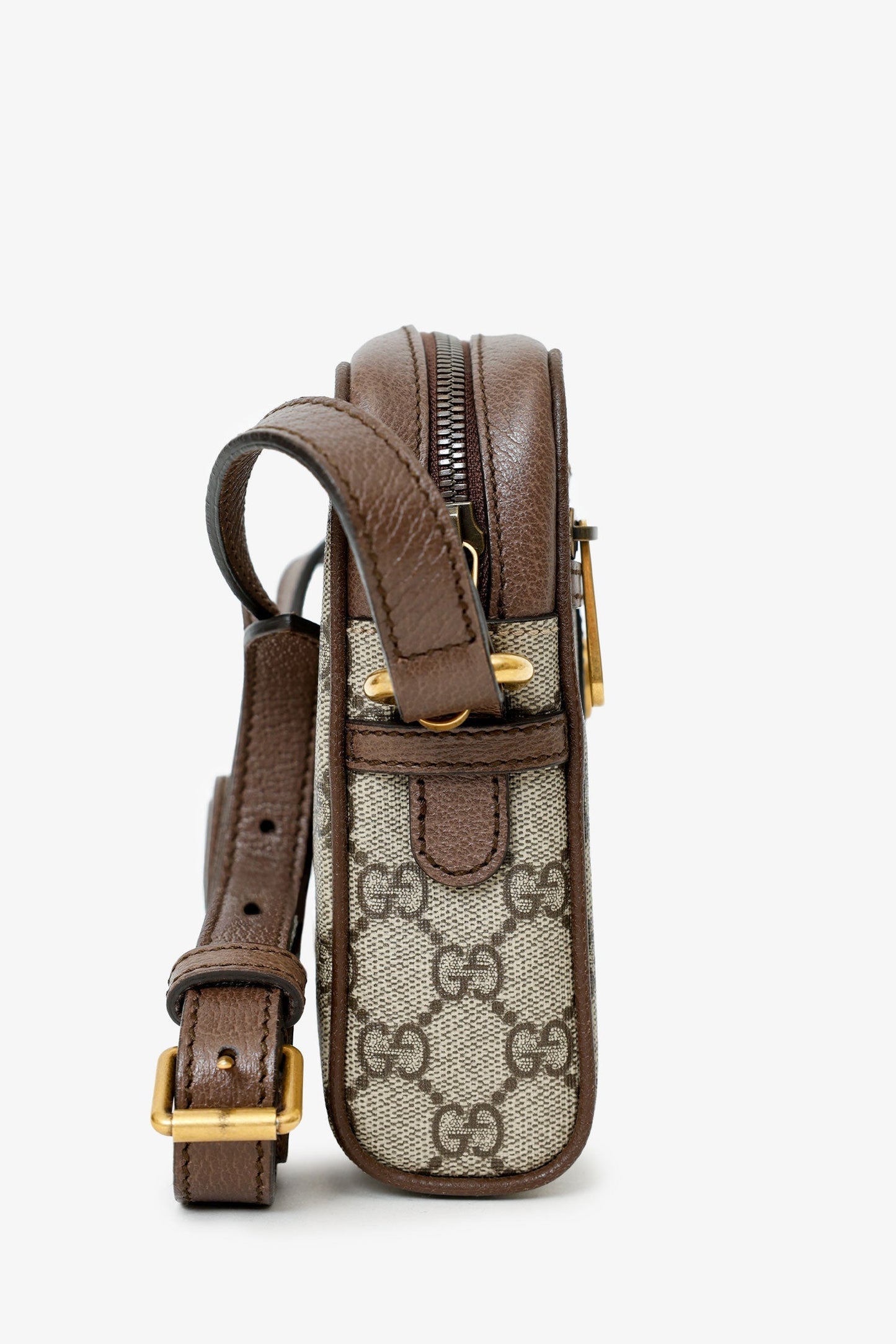 Gucci Brown Mini GG Supreme Ophidia Messenger Bag