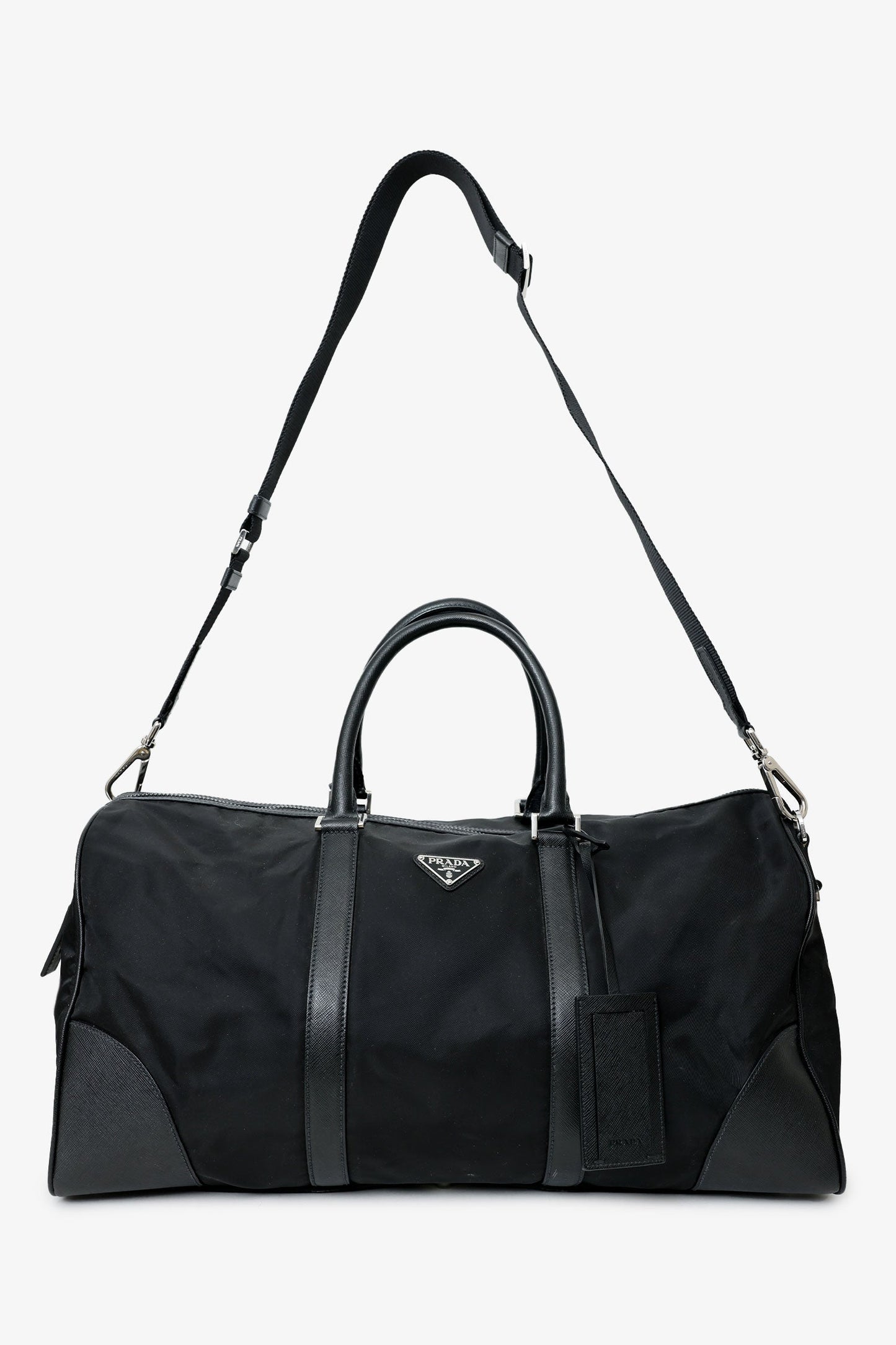 Prada Re-Nylon & Saffiano Leather Large Duffle Bag With Strap