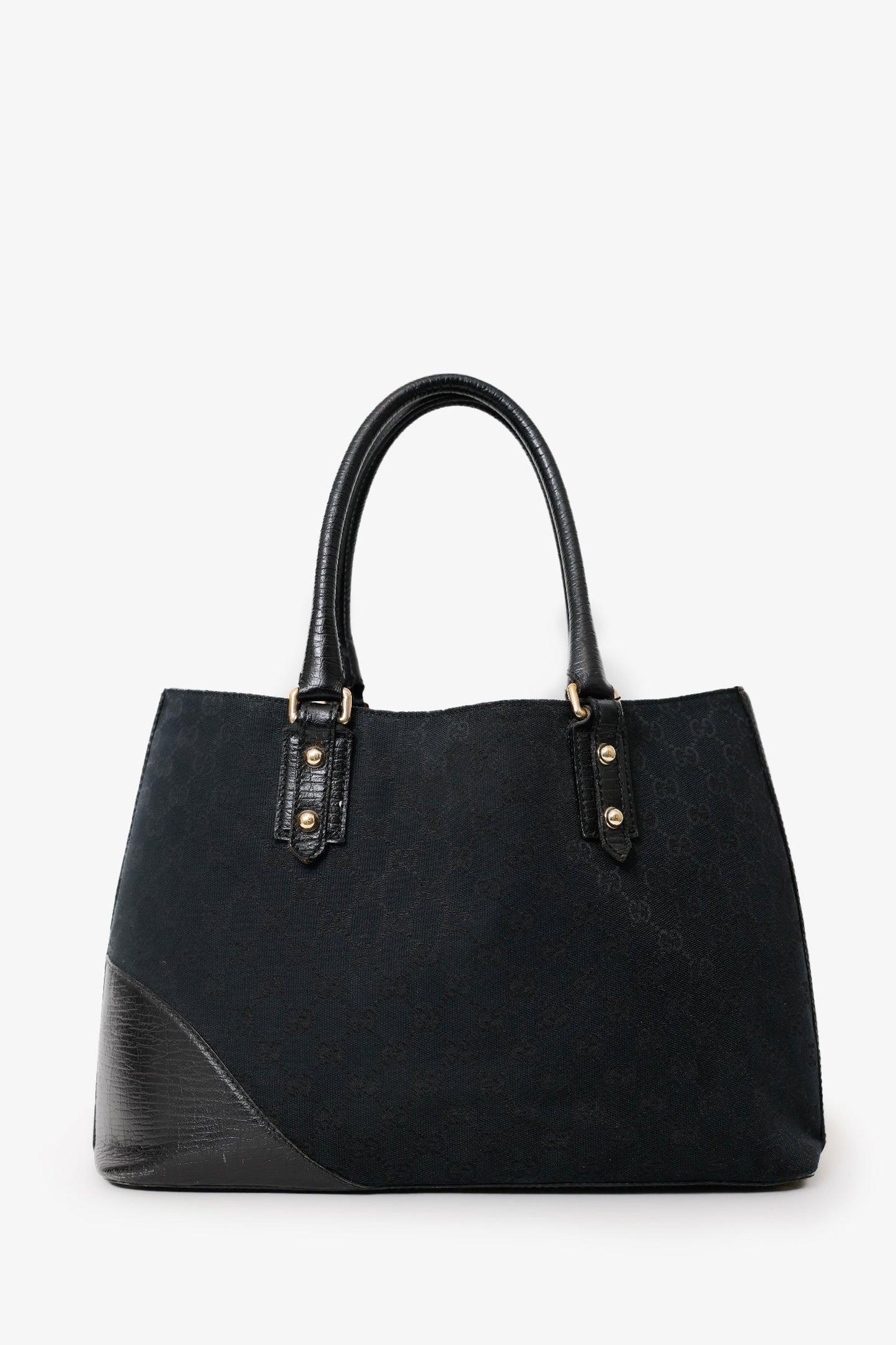 Gucci Black GG Canvas Horsebit Tote Bag
