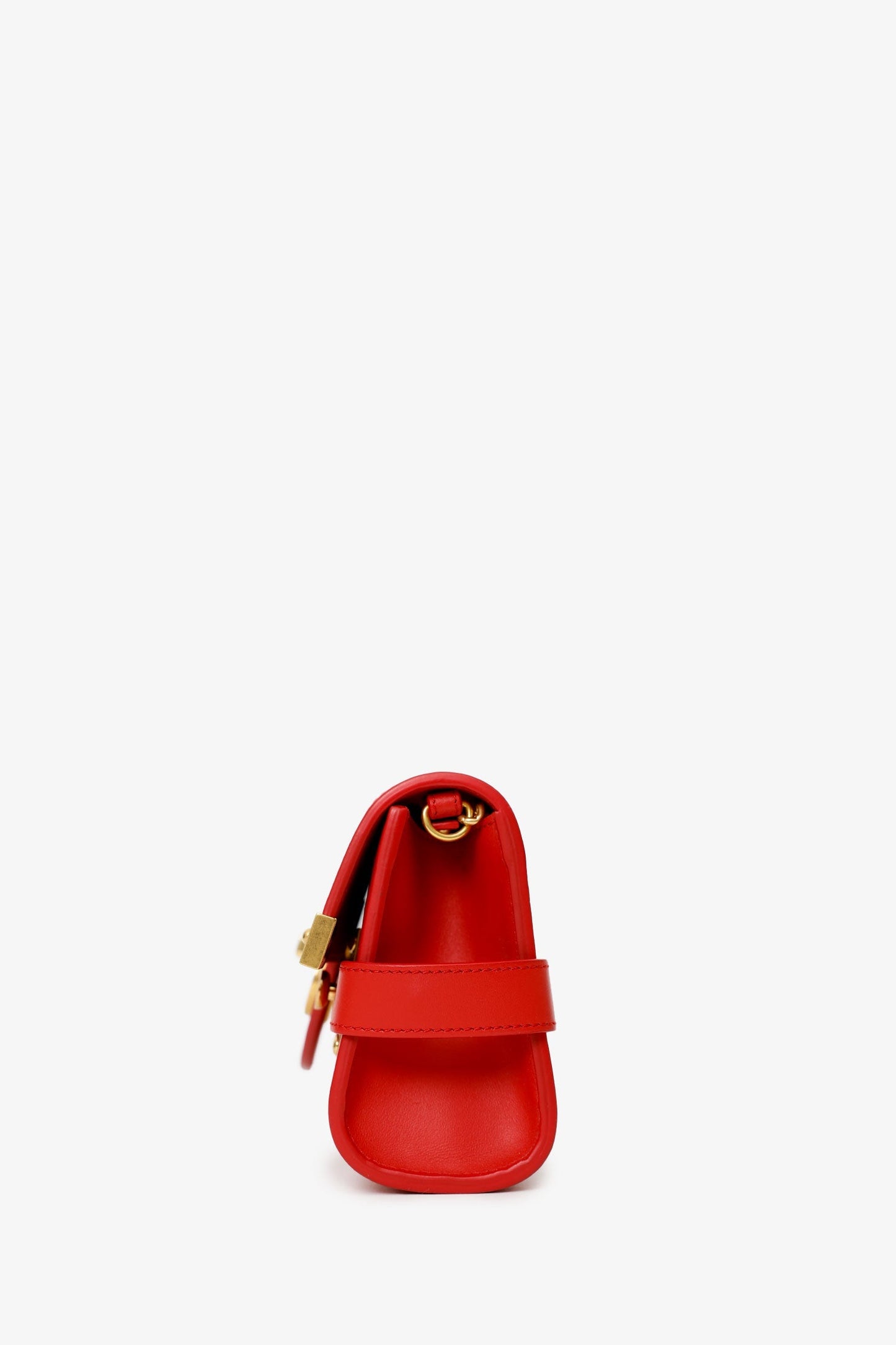 Balmain Red Leather B-Buzz Pouch 23 Crossbody Bag