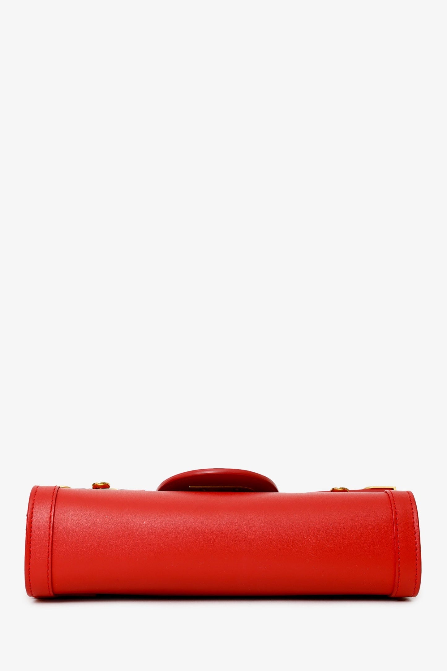 Balmain Red Leather B-Buzz Pouch 23 Crossbody Bag