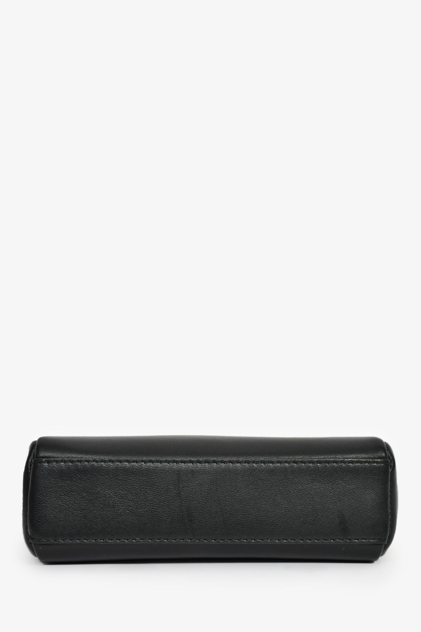 Fendi Black Leather Micro Peekaboo Top Handle Bag with Strap