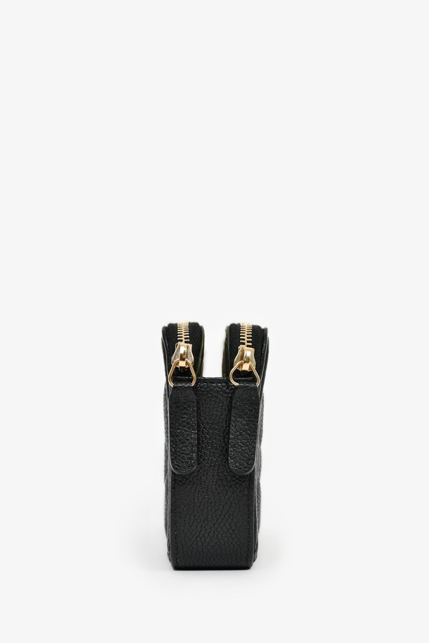 Chanel™ 2016 Black Caviar Boy Double Zip Wallet On Chain