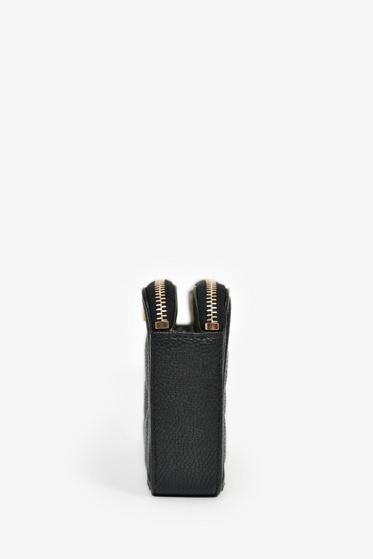 Chanel™ 2016 Black Caviar Boy Double Zip Wallet On Chain