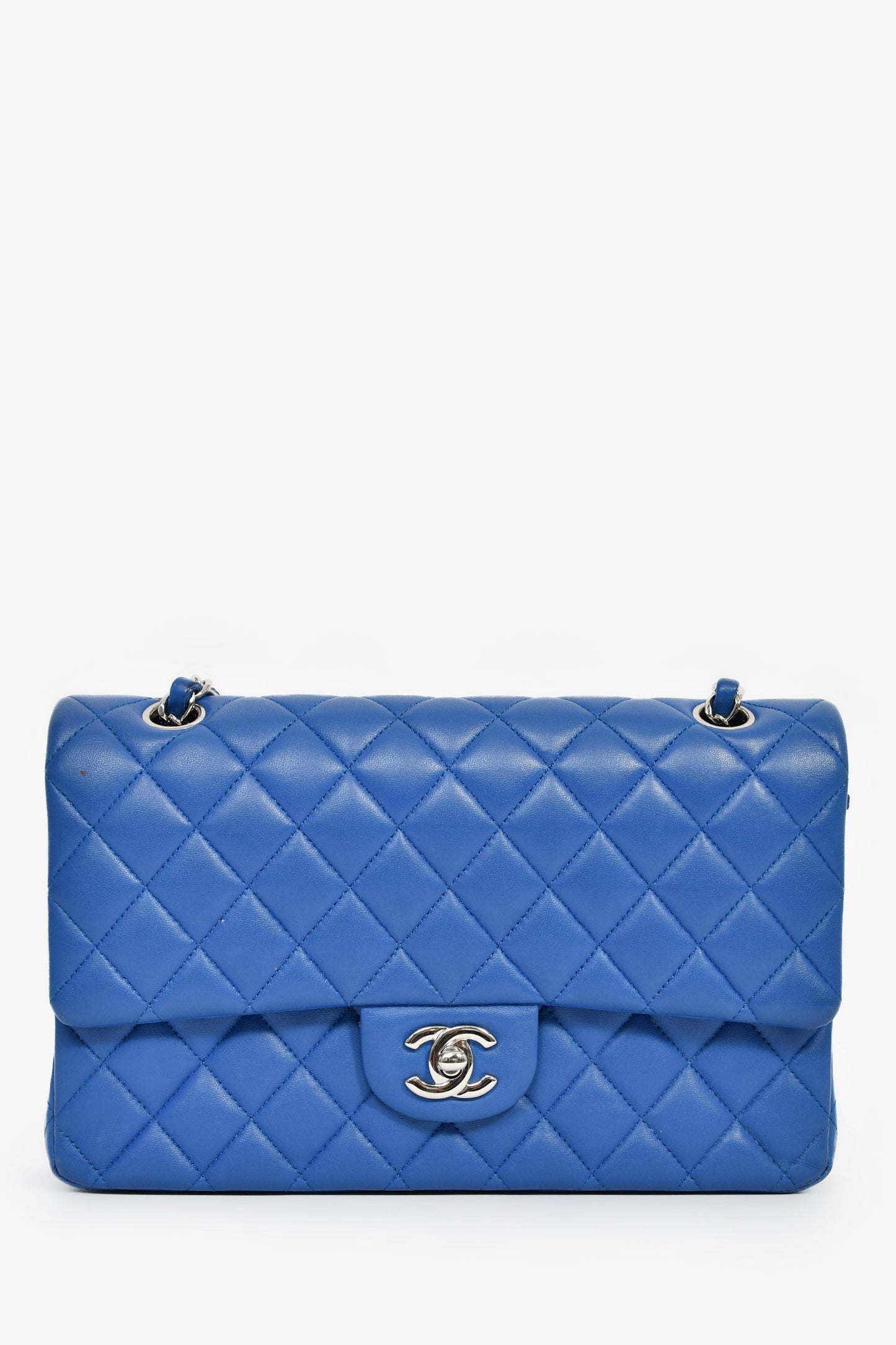 Chanel™ 2016 Cobalt Blue Lambskin Medium Double Flap Shoulder Bag SHW