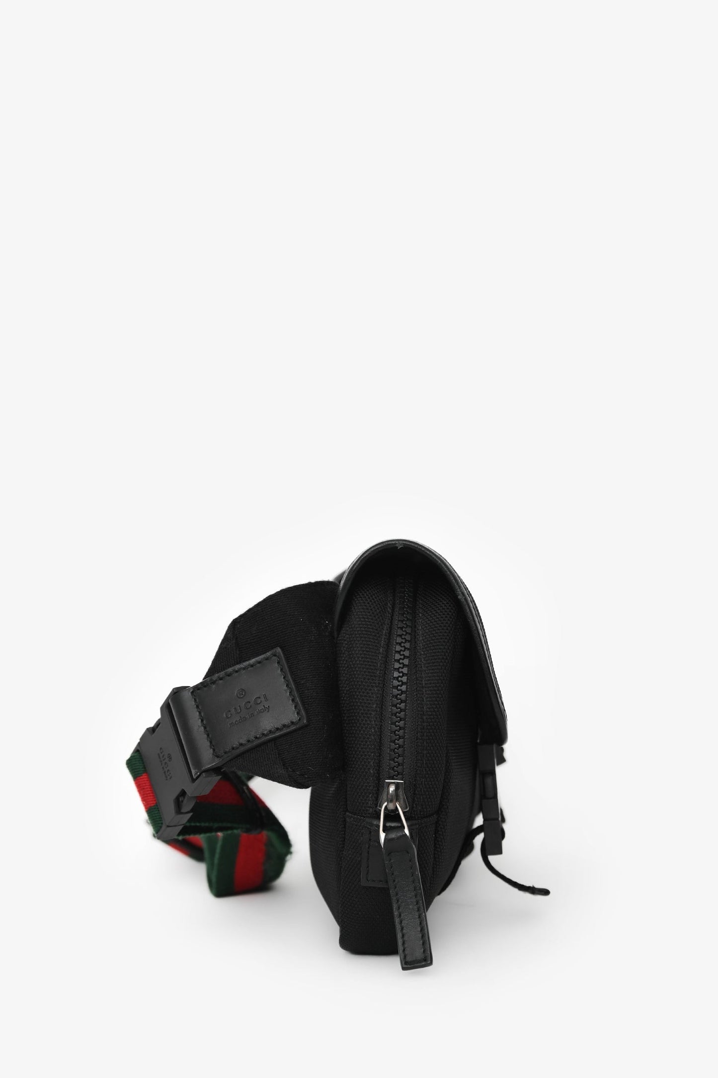 Gucci Black Canvas Web Strap Belt Bag