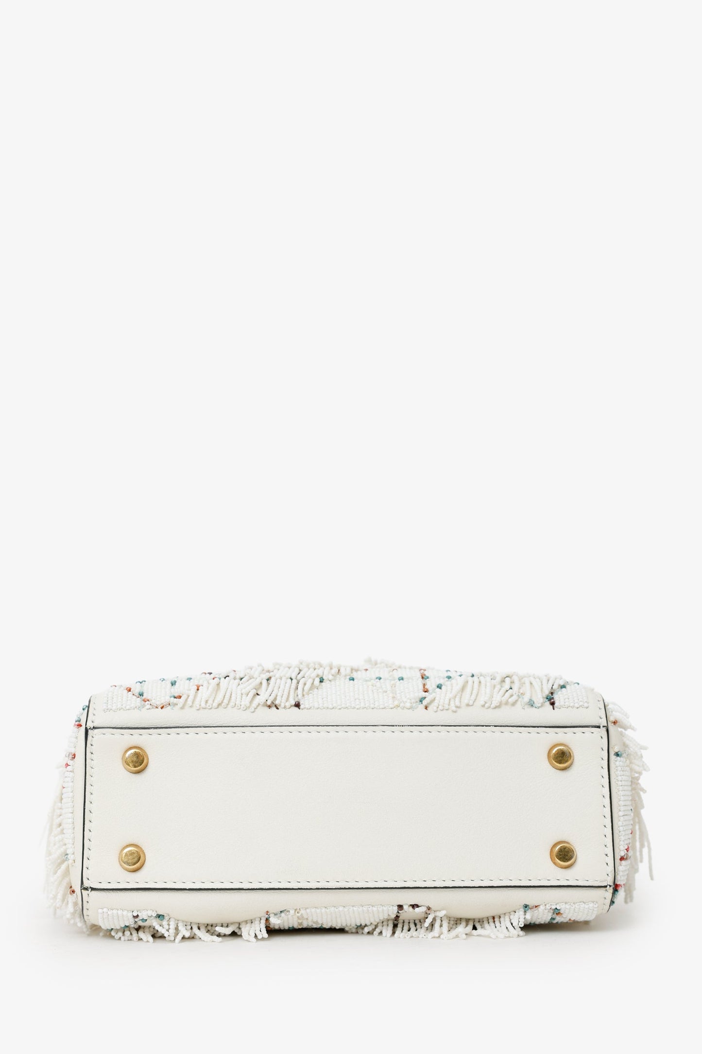 Christian Dior 2017 White Beaded Fringe Mini Lady Dior