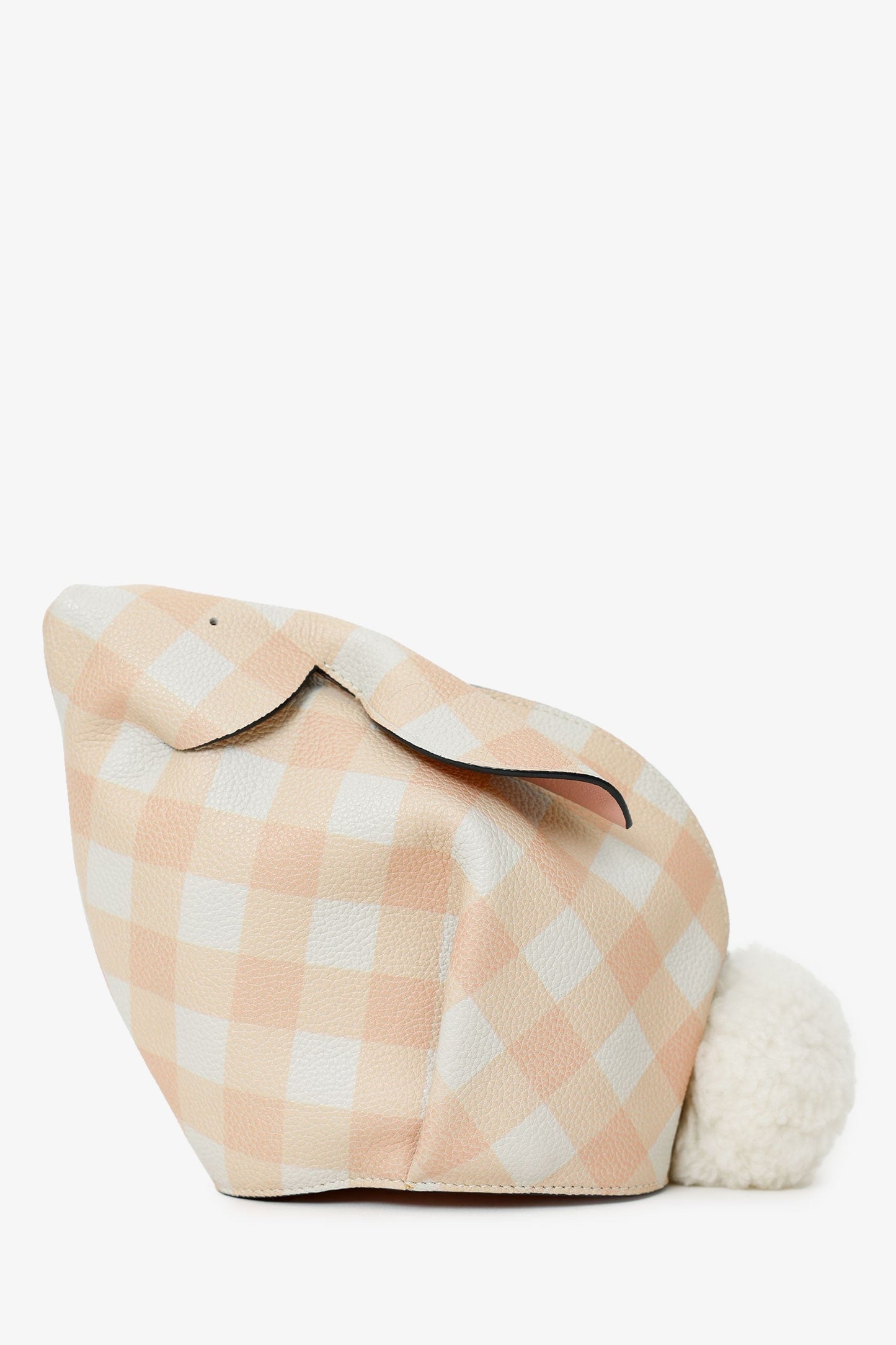 Loewe 2018 Pink/White Gingham Leather Bunny Crossbody Bag