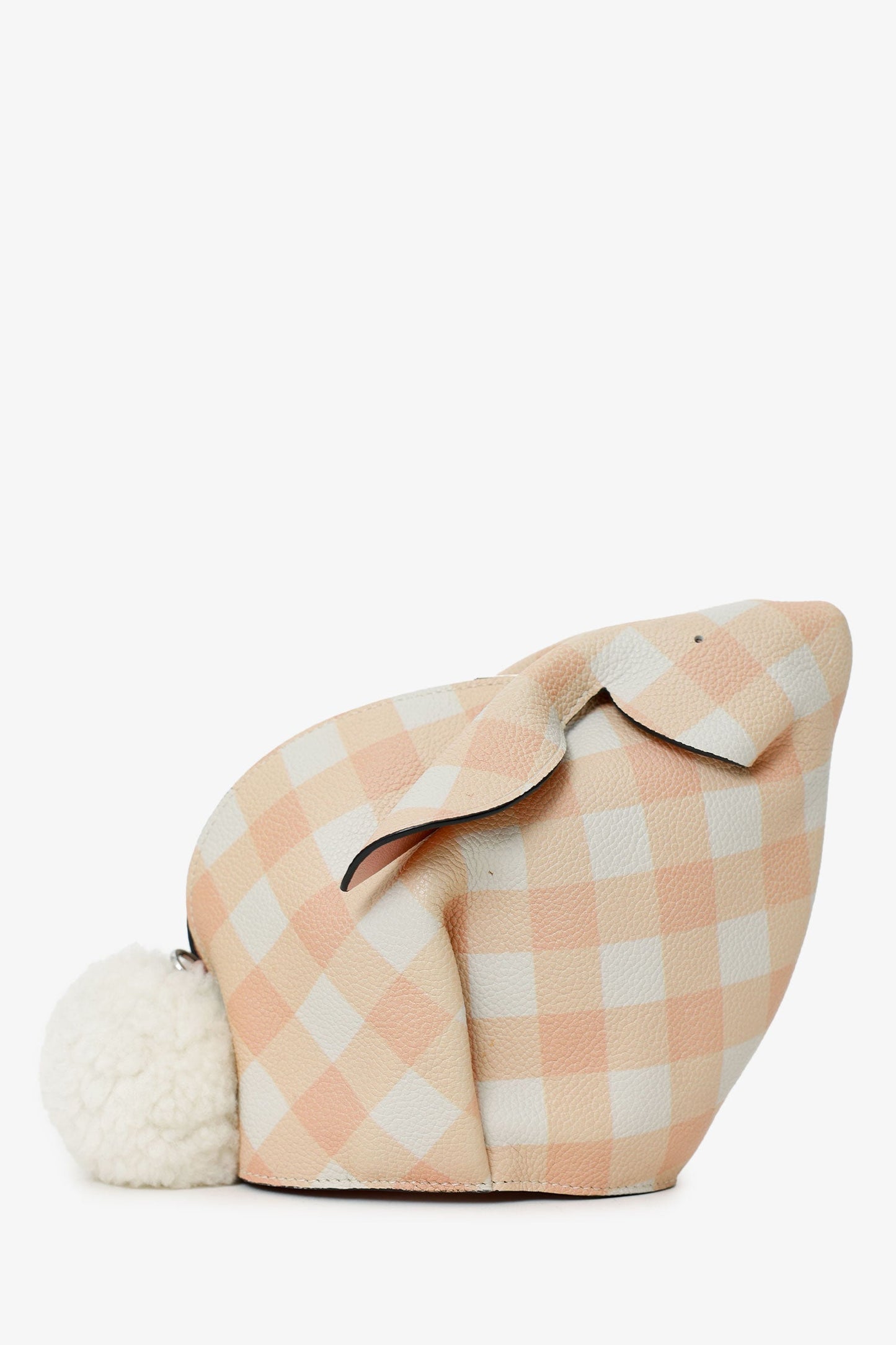 Loewe 2018 Pink/White Gingham Leather Bunny Crossbody Bag