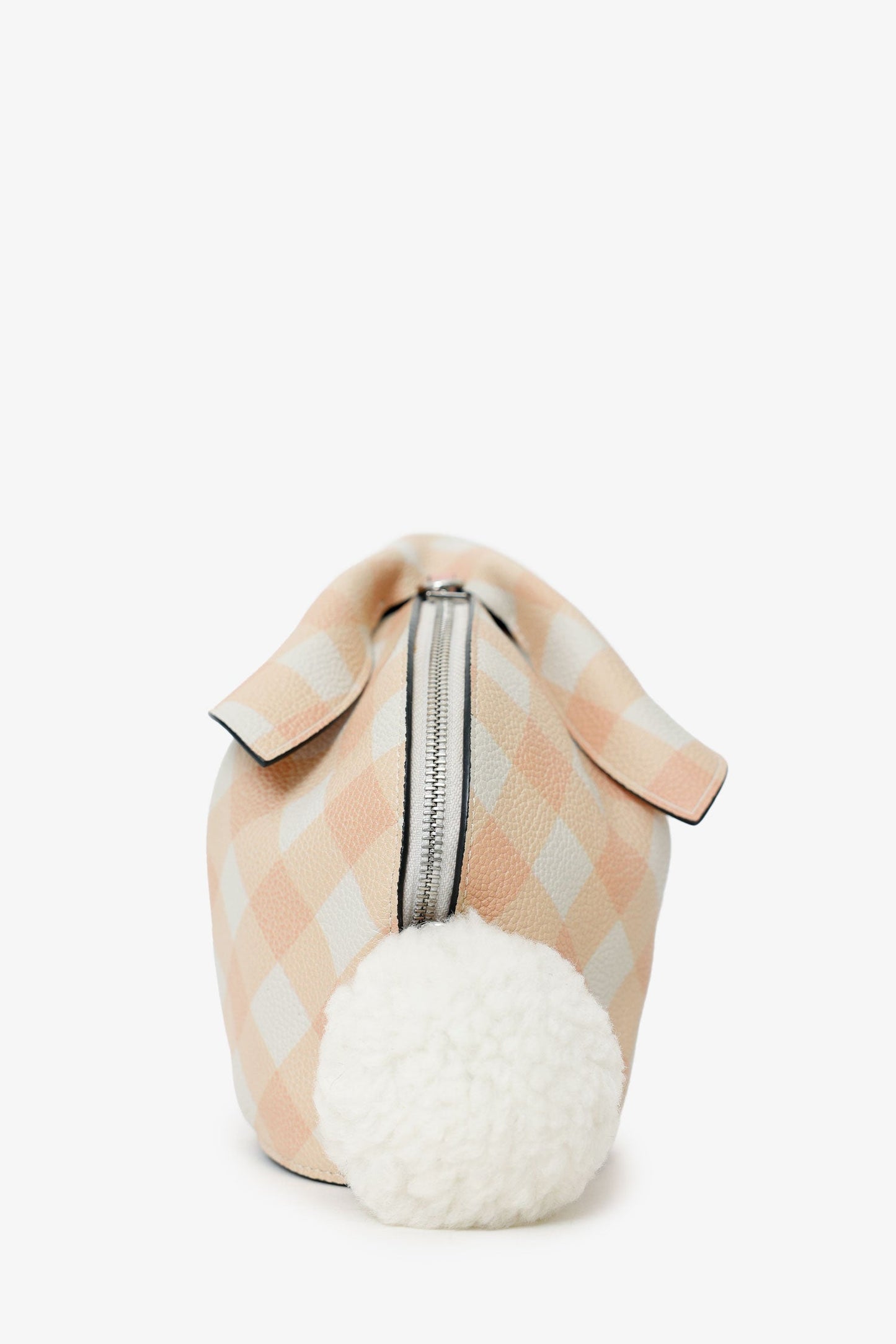 Loewe 2018 Pink/White Gingham Leather Bunny Crossbody Bag