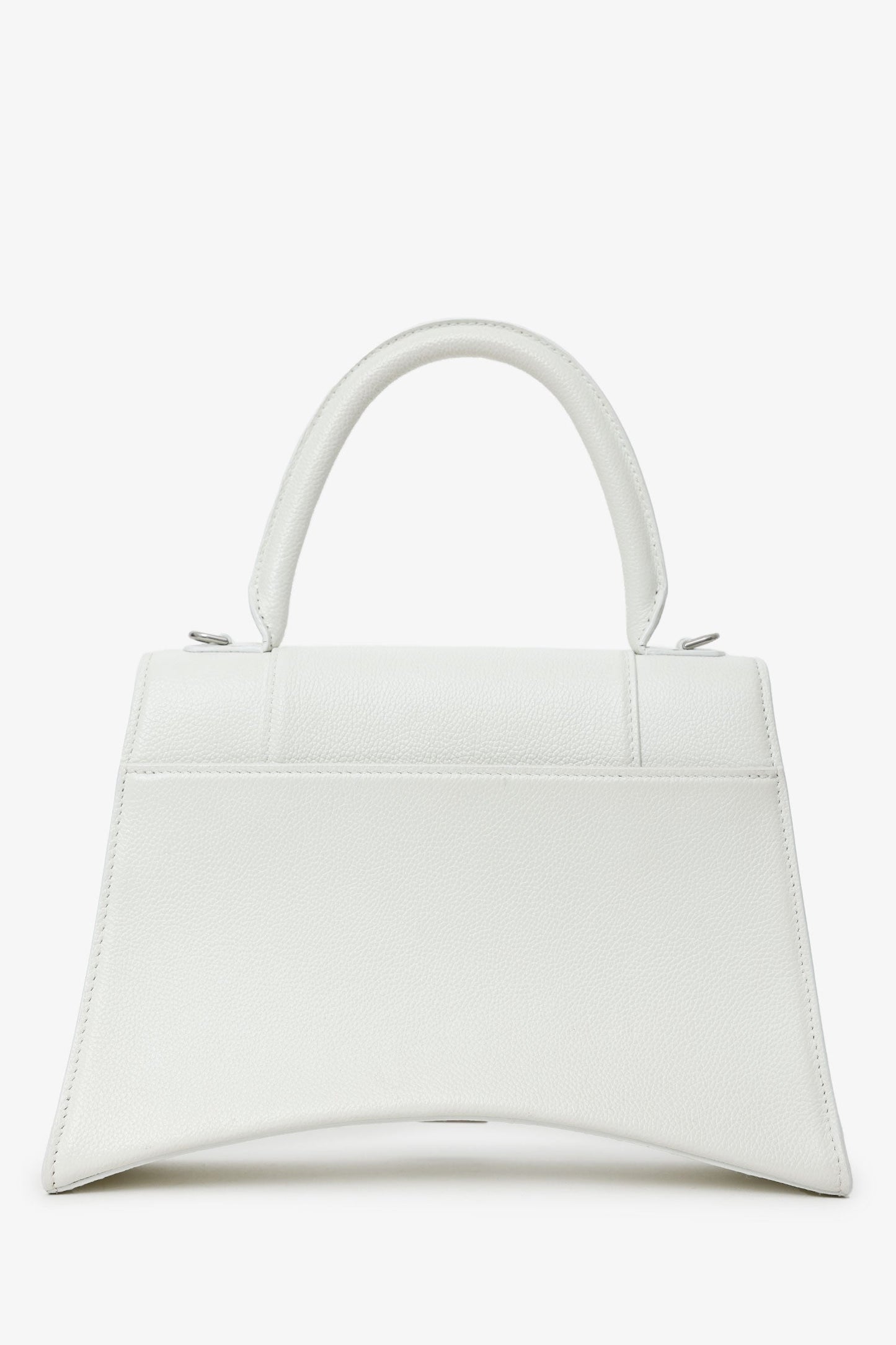 Balenciaga White Grained Leather Small Hourglass Bag With Strap