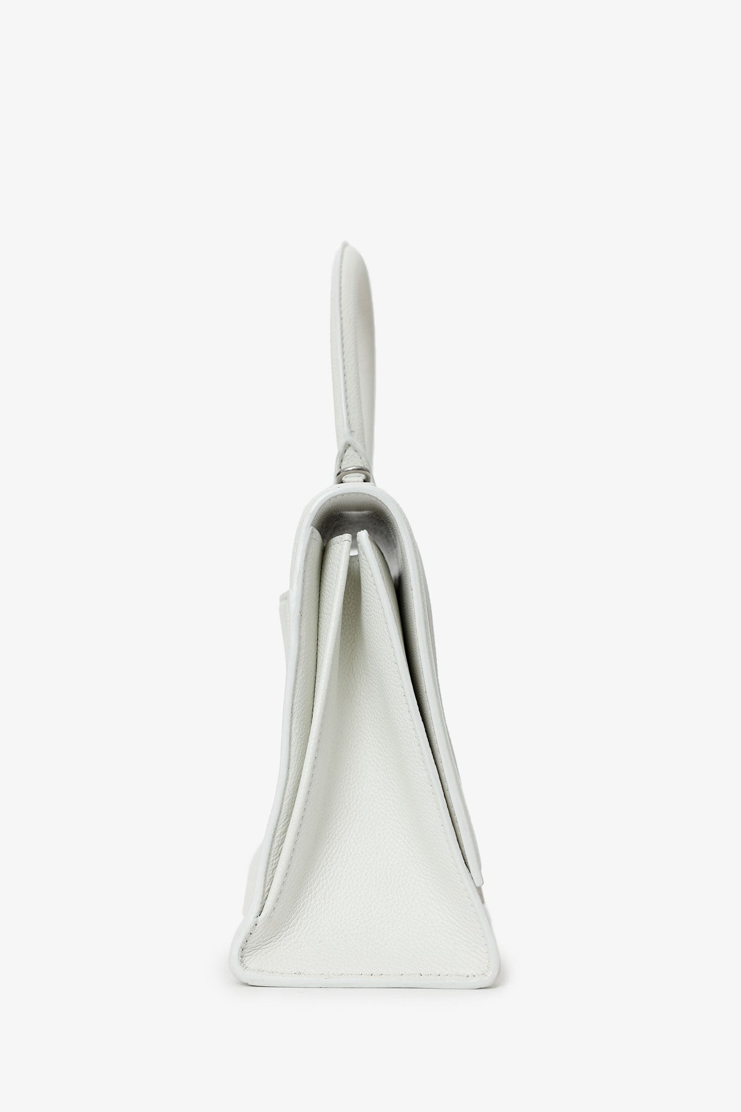 Balenciaga White Grained Leather Small Hourglass Bag With Strap
