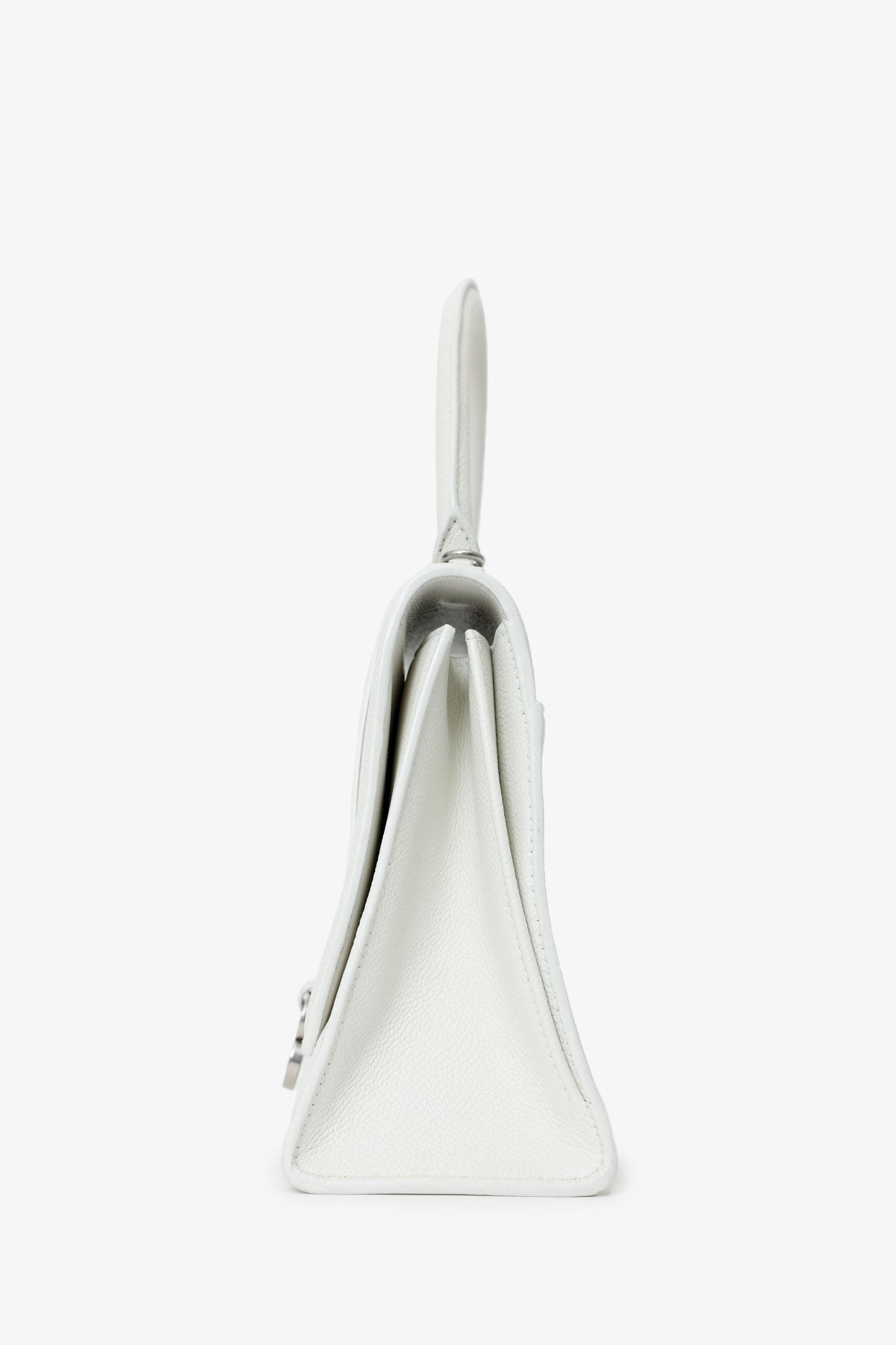 Balenciaga White Grained Leather Small Hourglass Bag With Strap