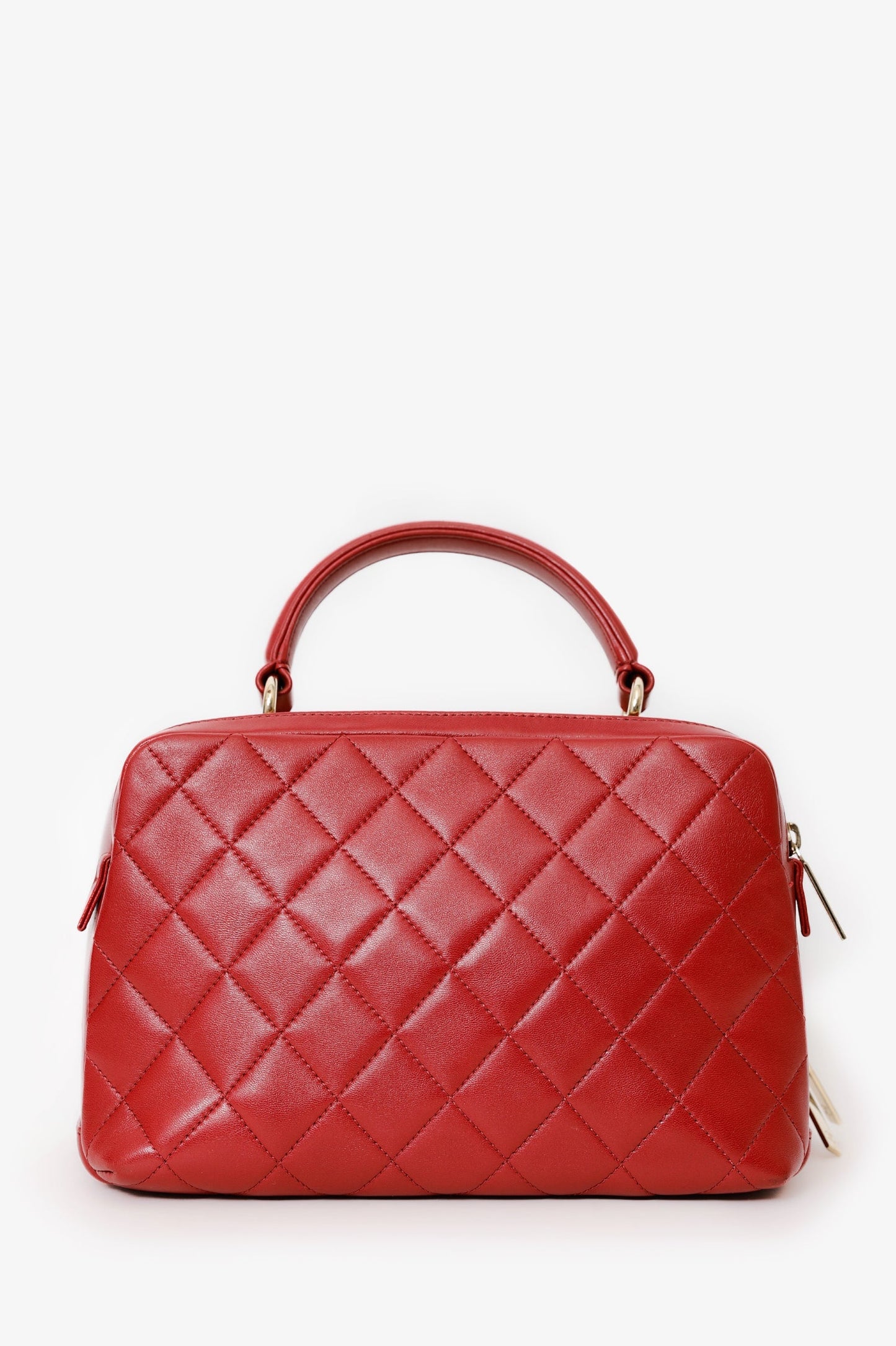 Chanel™ 2017-18 Red Quilted Lambskin Trendy CC Bowling Bag