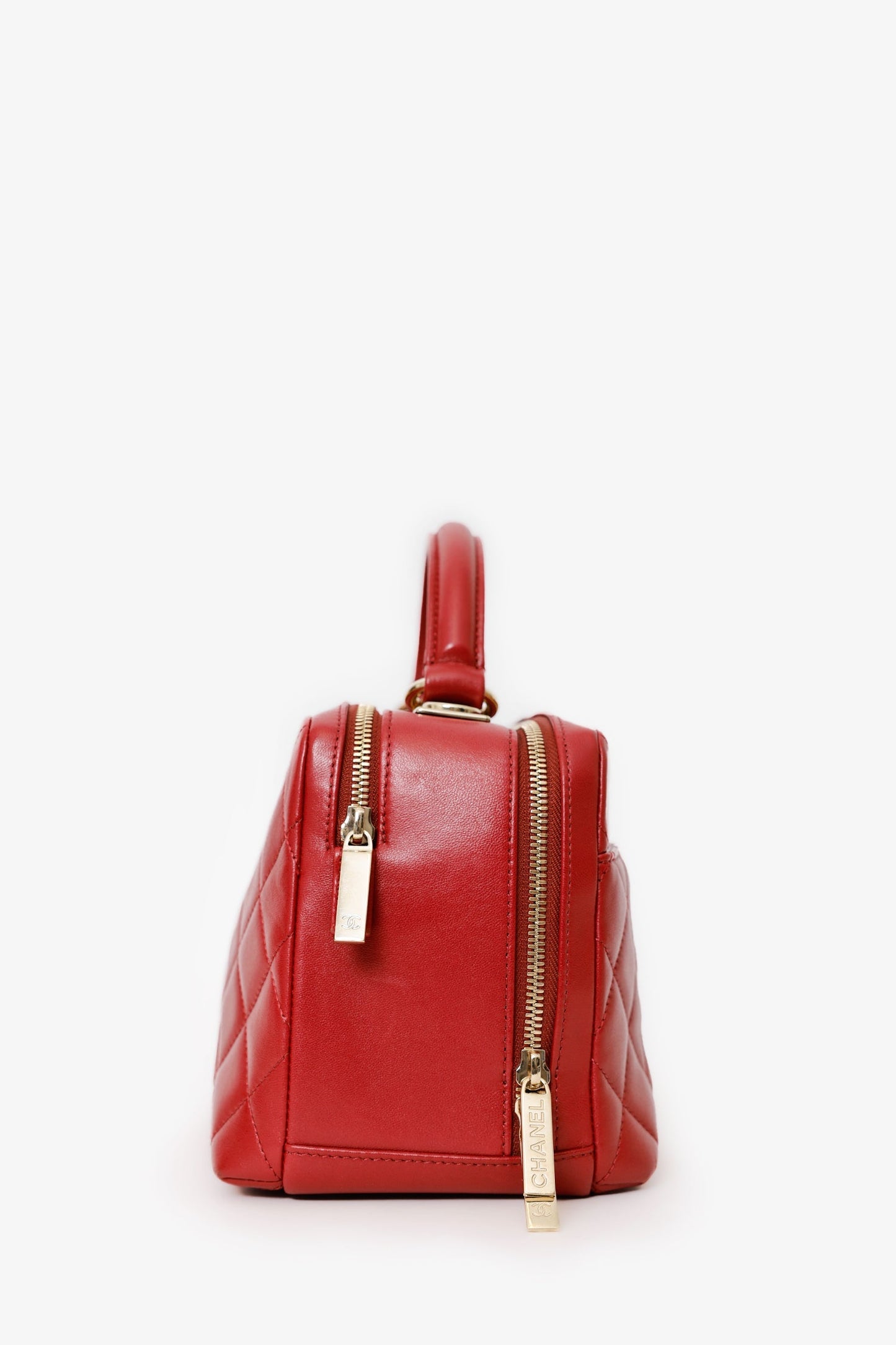 Chanel™ 2017-18 Red Quilted Lambskin Trendy CC Bowling Bag