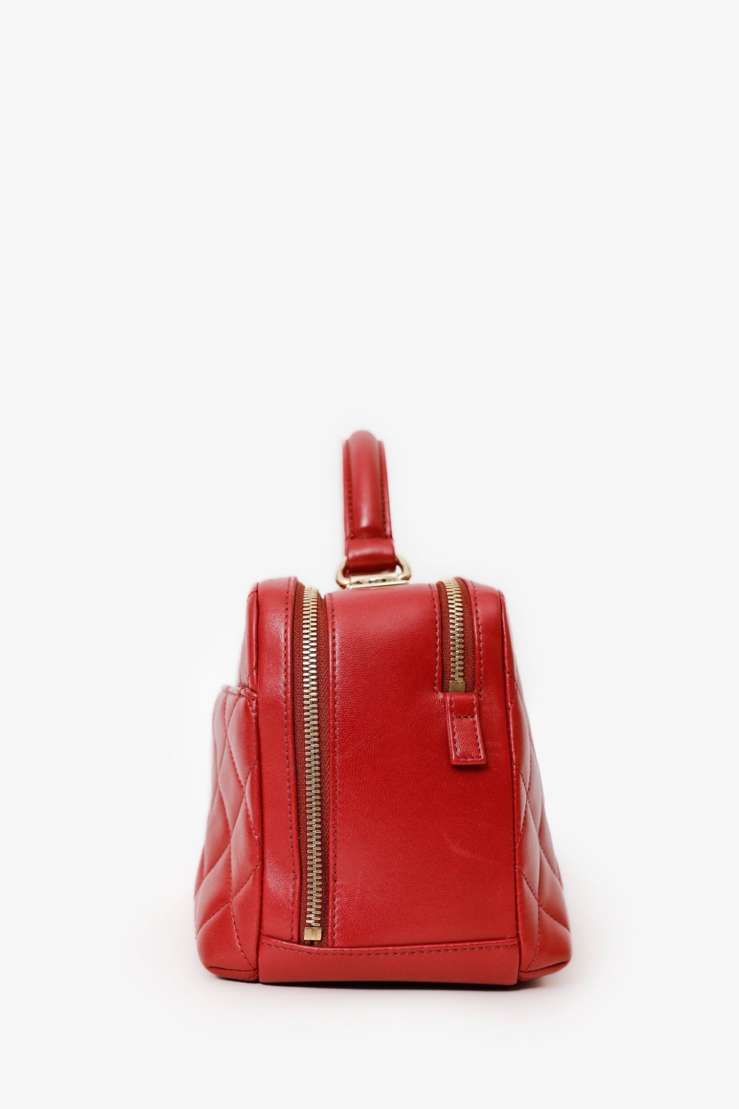 Chanel™ 2017-18 Red Quilted Lambskin Trendy CC Bowling Bag