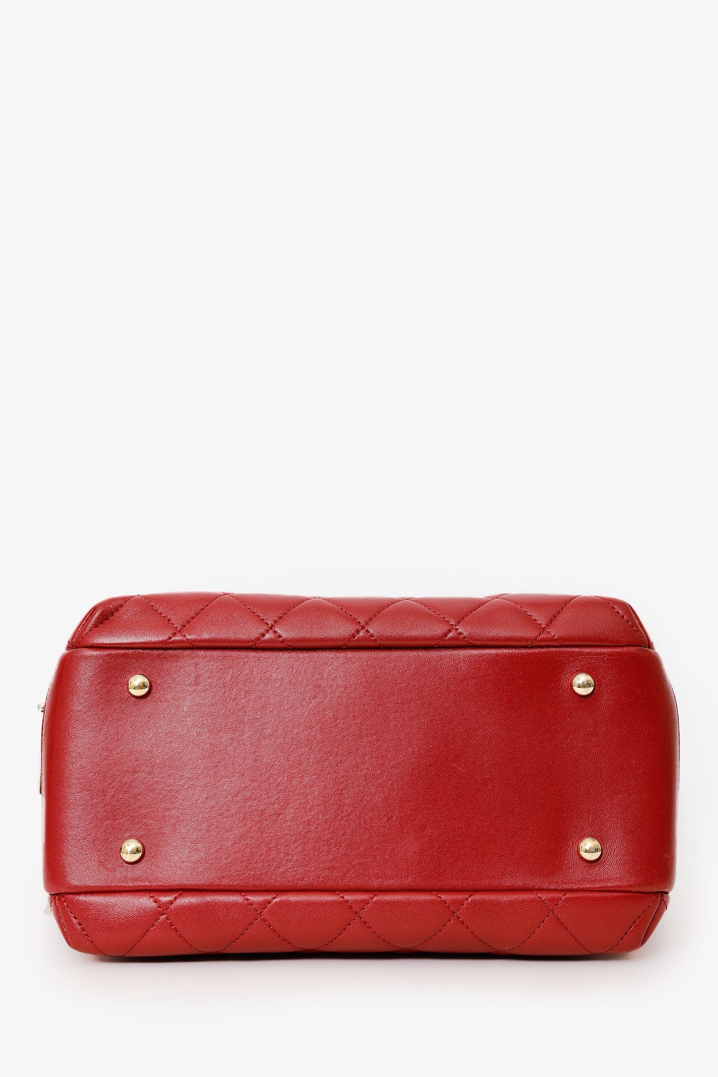 Chanel™ 2017-18 Red Quilted Lambskin Trendy CC Bowling Bag