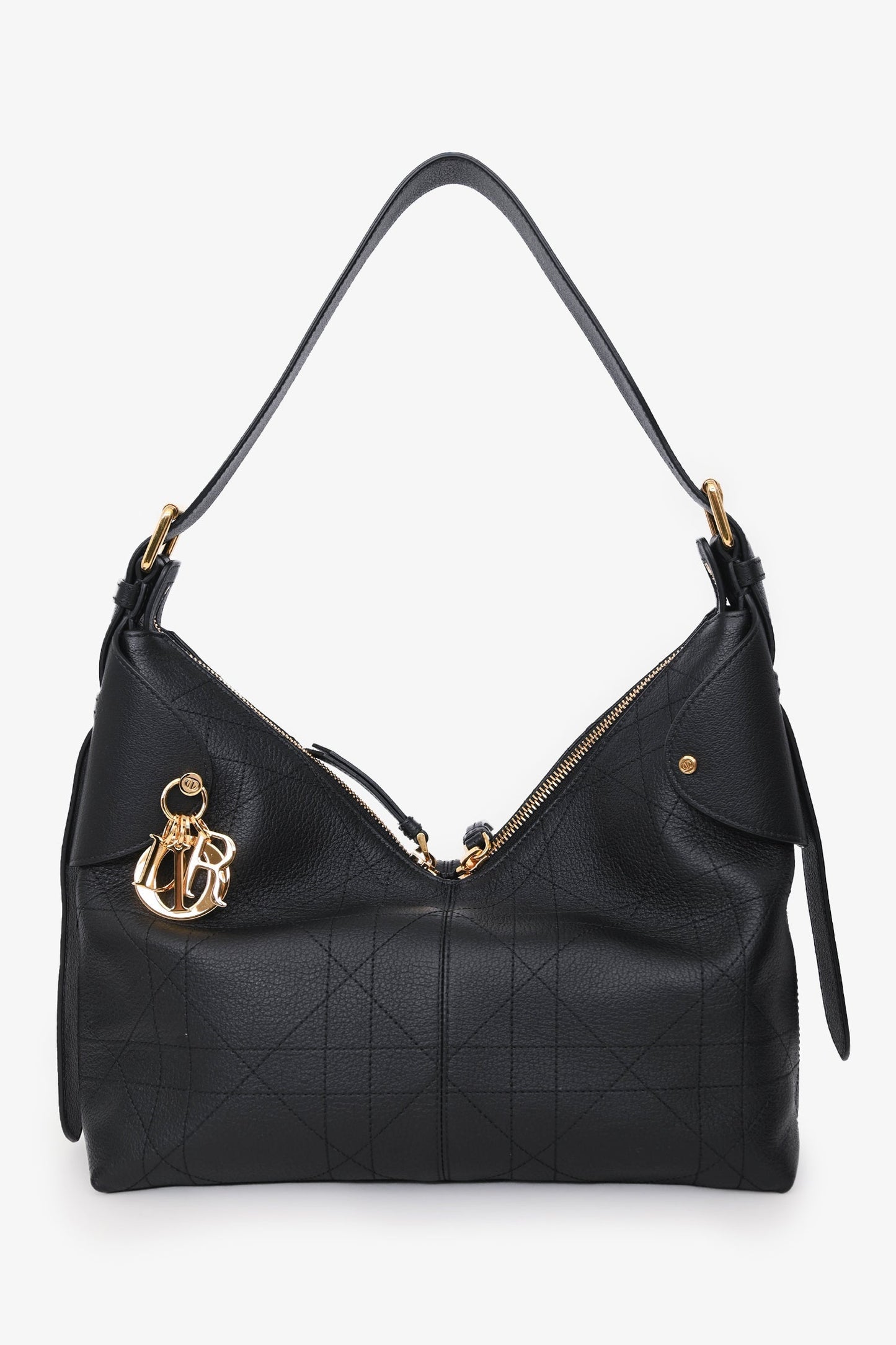 Christian Dior 2025 Black Flat Macrocannage Medium Dior Voyage Bag GHW