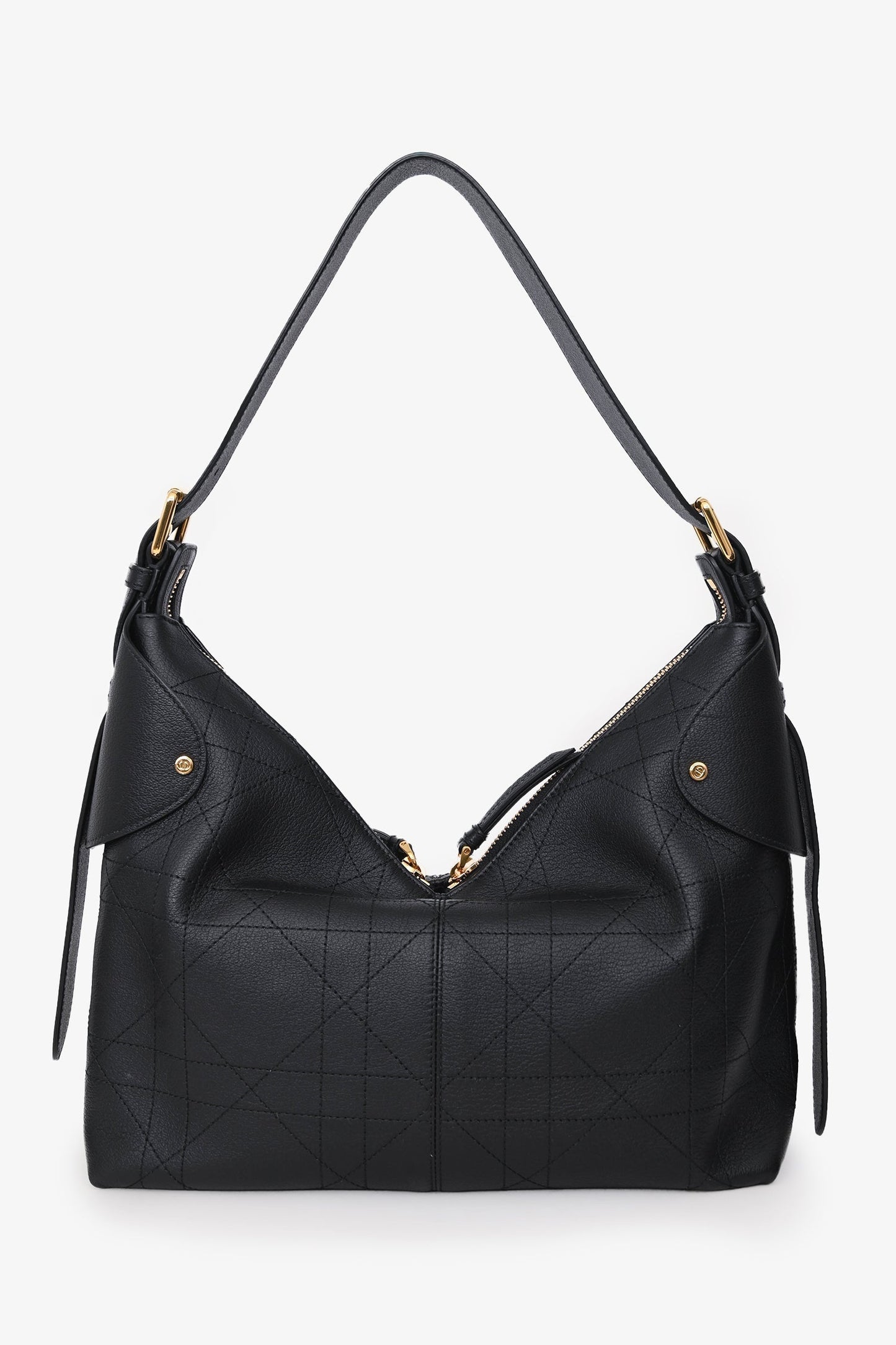 Christian Dior 2025 Black Flat Macrocannage Medium Dior Voyage Bag GHW