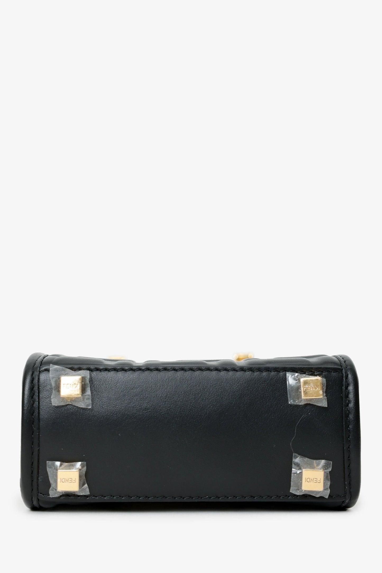Fendi Black FF Embossed Leather Mini Sunshine Shopper Tote