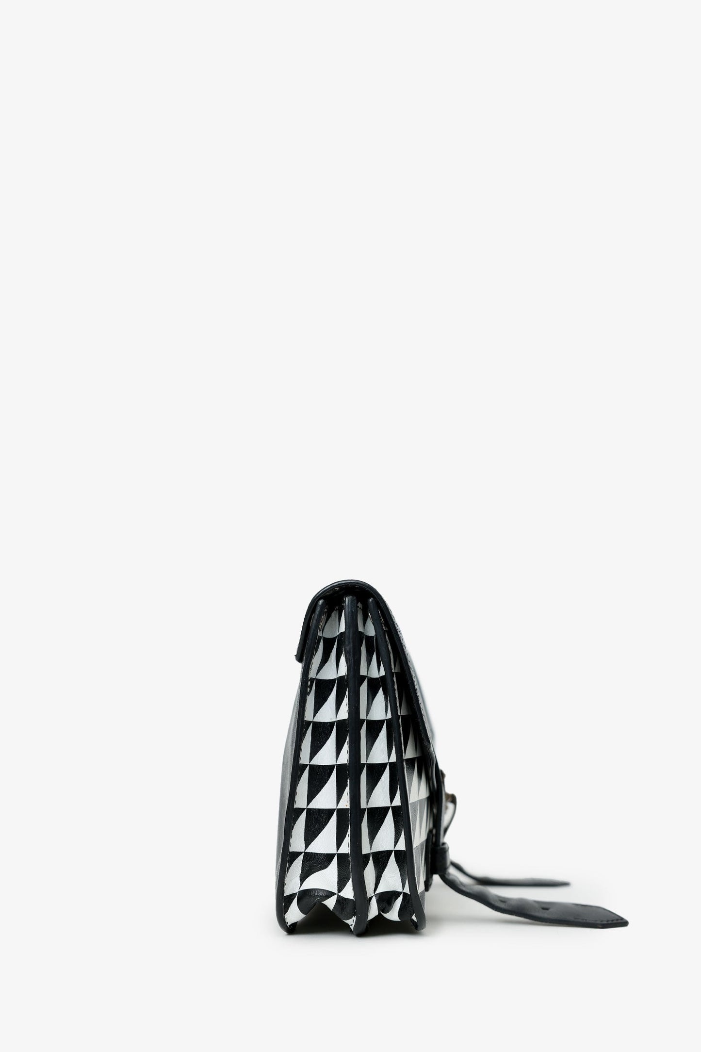 Proenza Schouler Black/White Leather Geometric Print Clutch