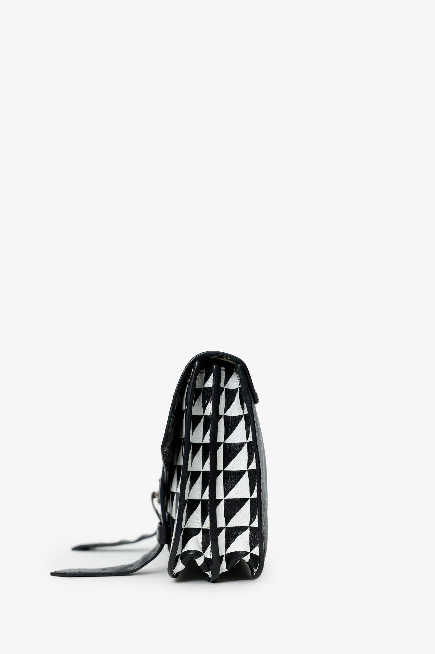 Proenza Schouler Black/White Leather Geometric Print Clutch