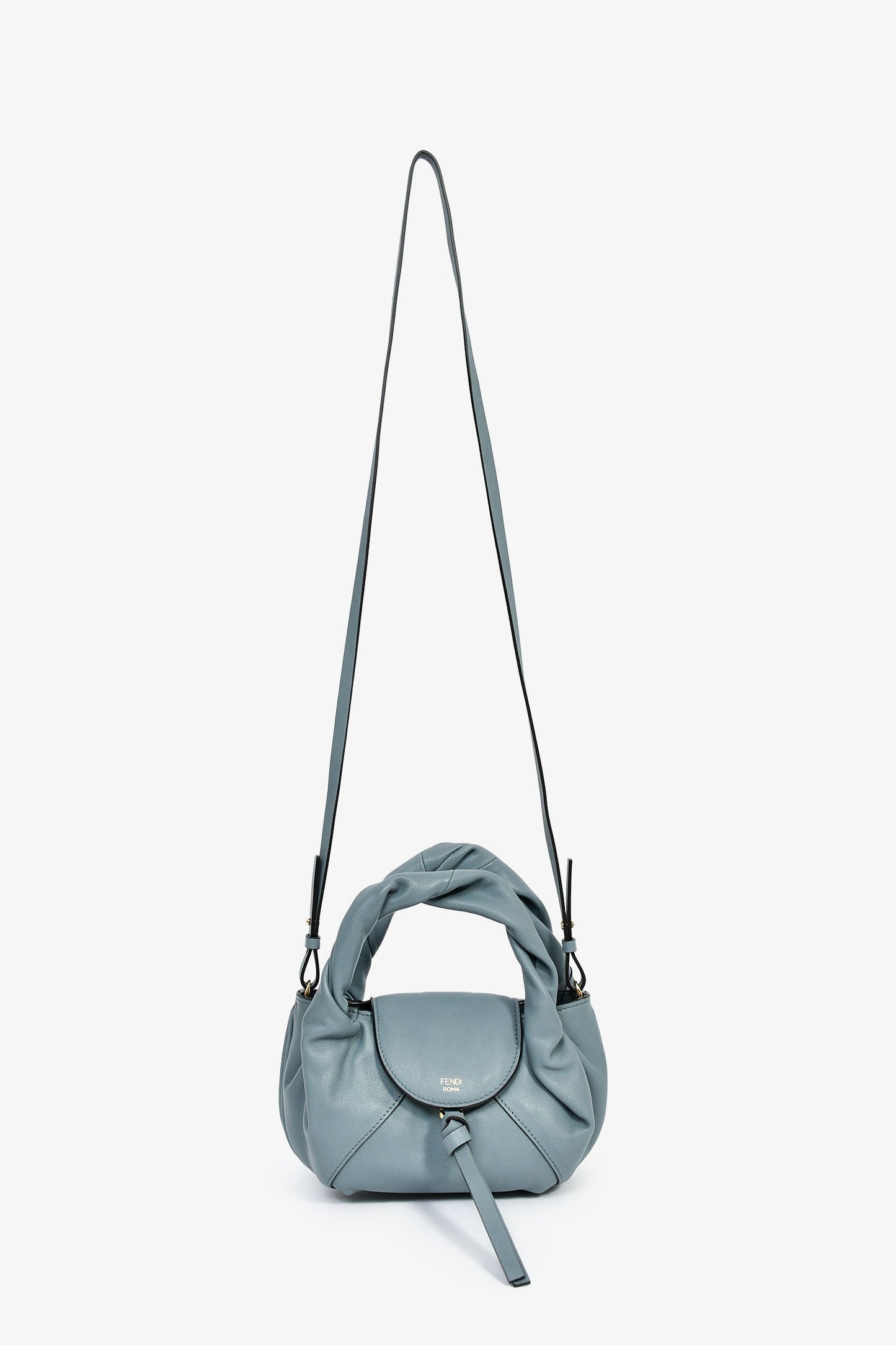 Fendi Blue Leather Mini Spy Top Handle Bag