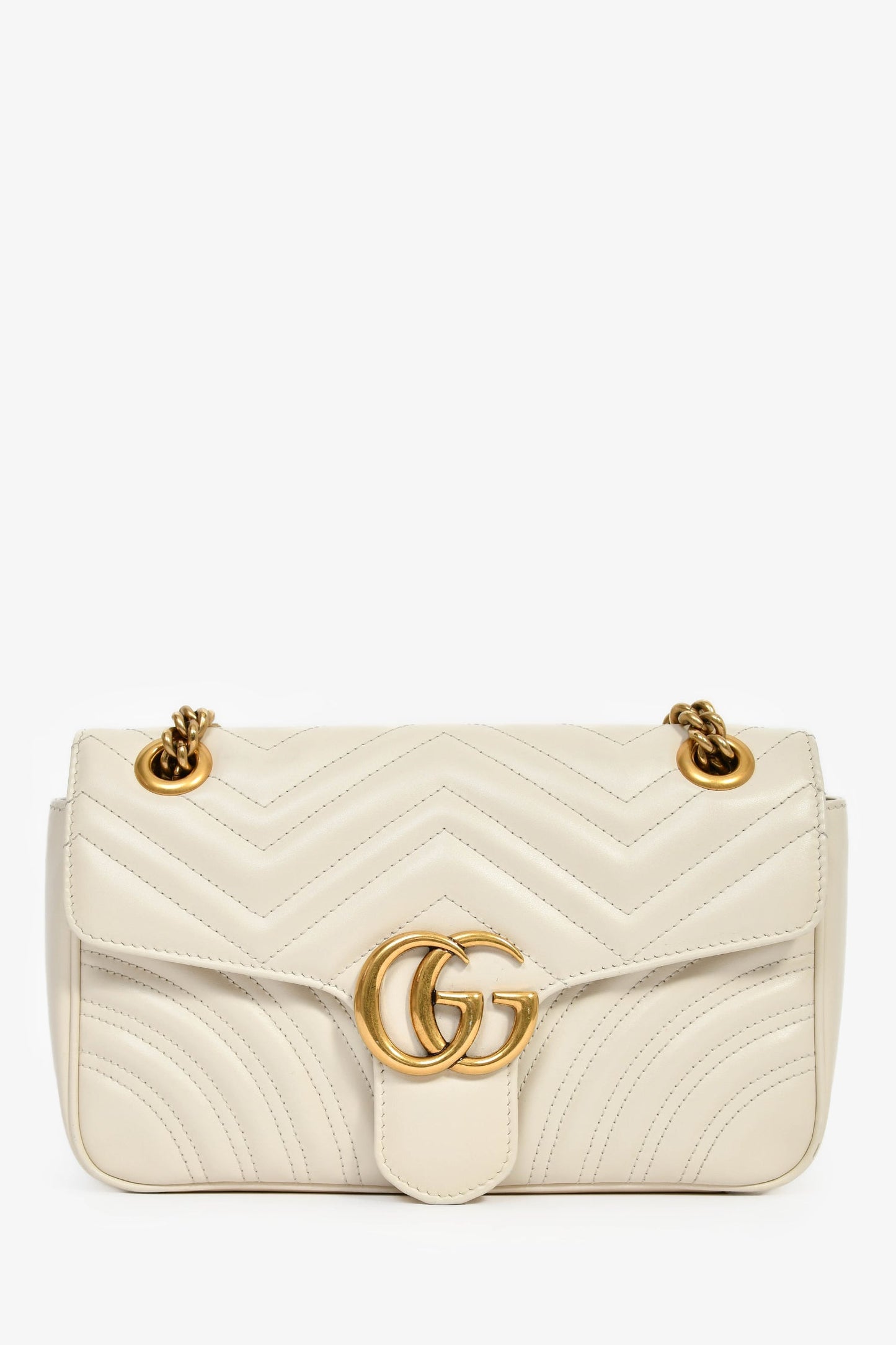 Gucci Cream Leather Marmont Small Shoulder Bag