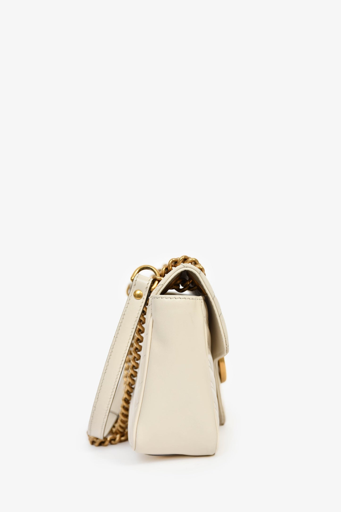 Gucci Cream Leather Marmont Small Shoulder Bag