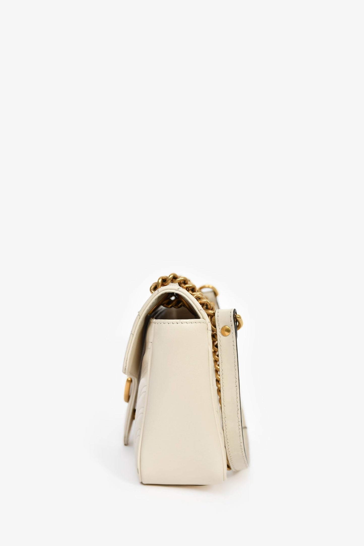 Gucci Cream Leather Marmont Small Shoulder Bag