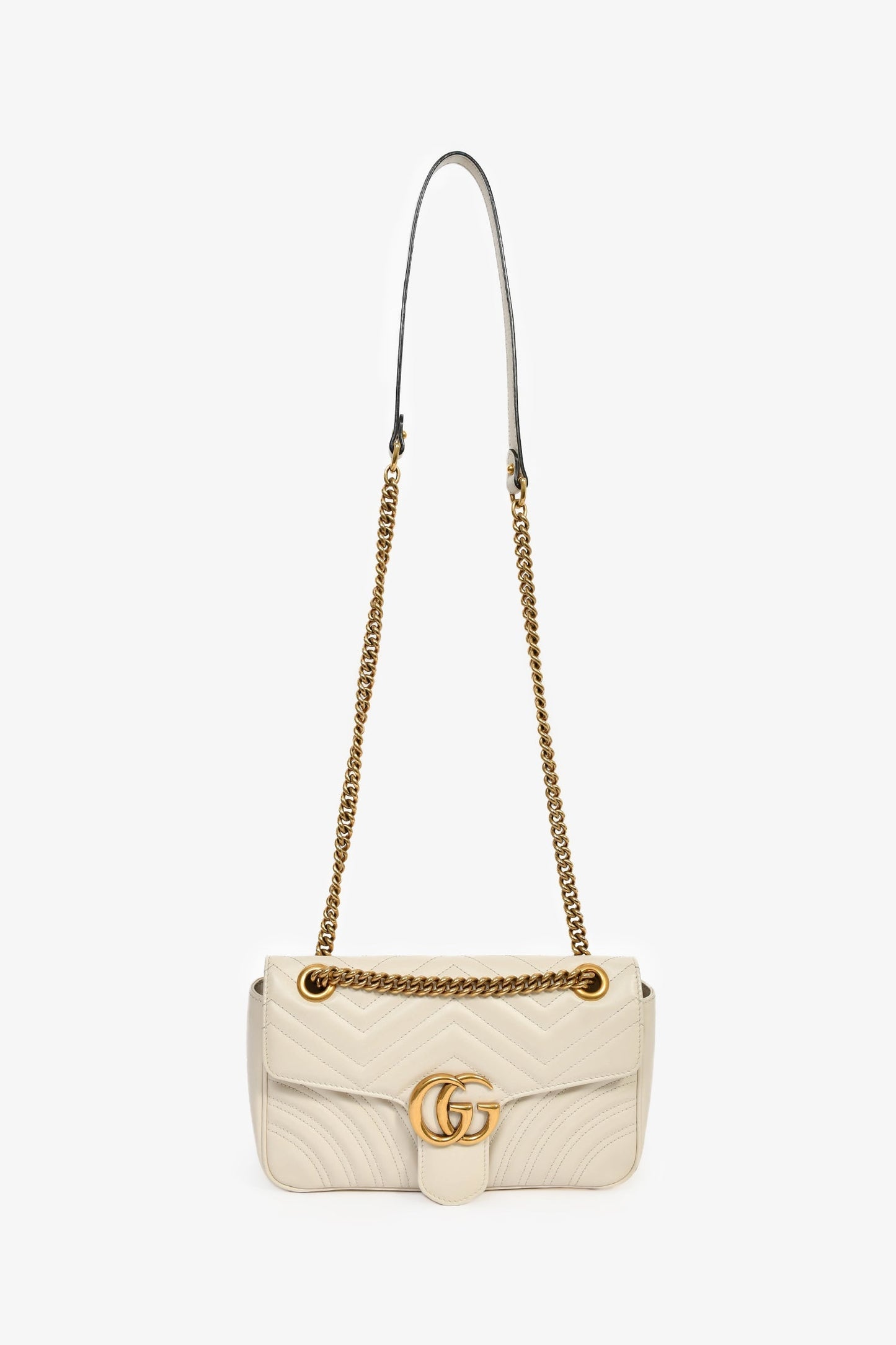 Gucci Cream Leather Marmont Small Shoulder Bag