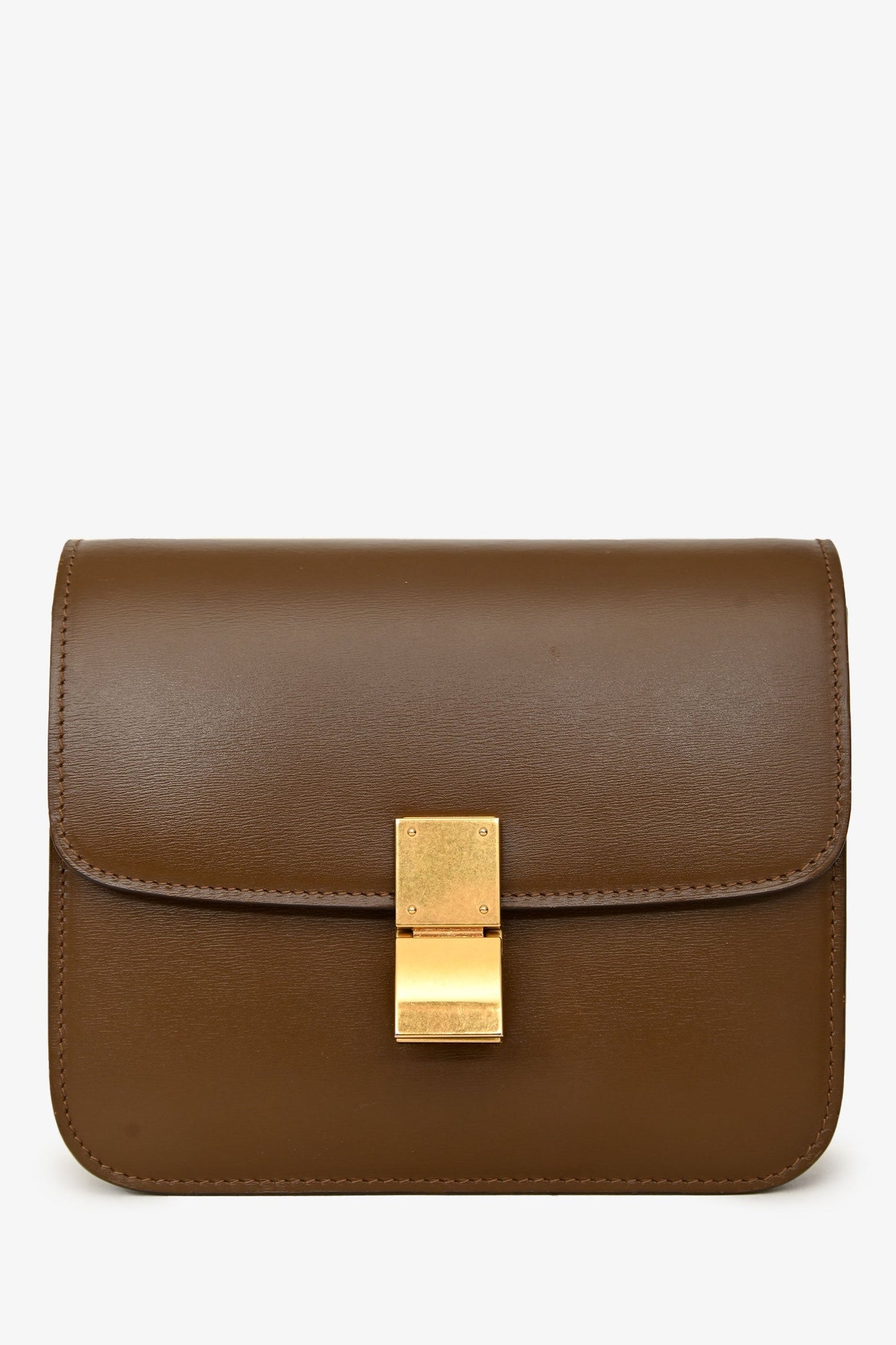 Celine Brown Leather Small Box Crossbody Bag