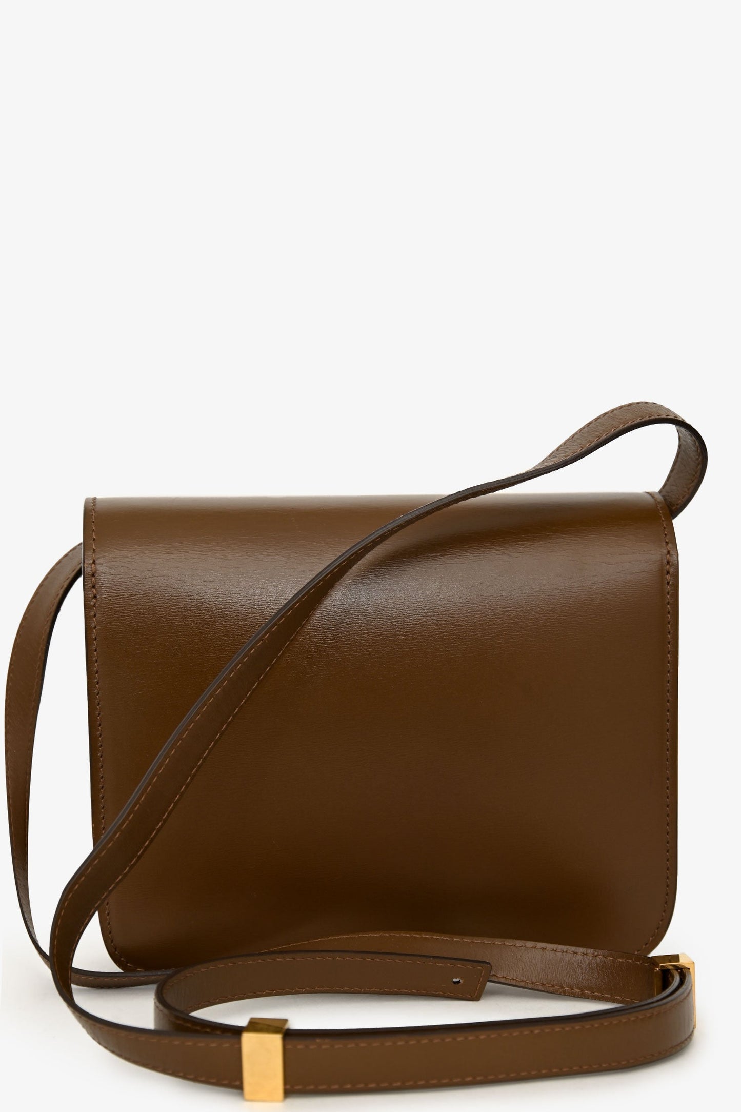 Celine Brown Leather Small Box Crossbody Bag