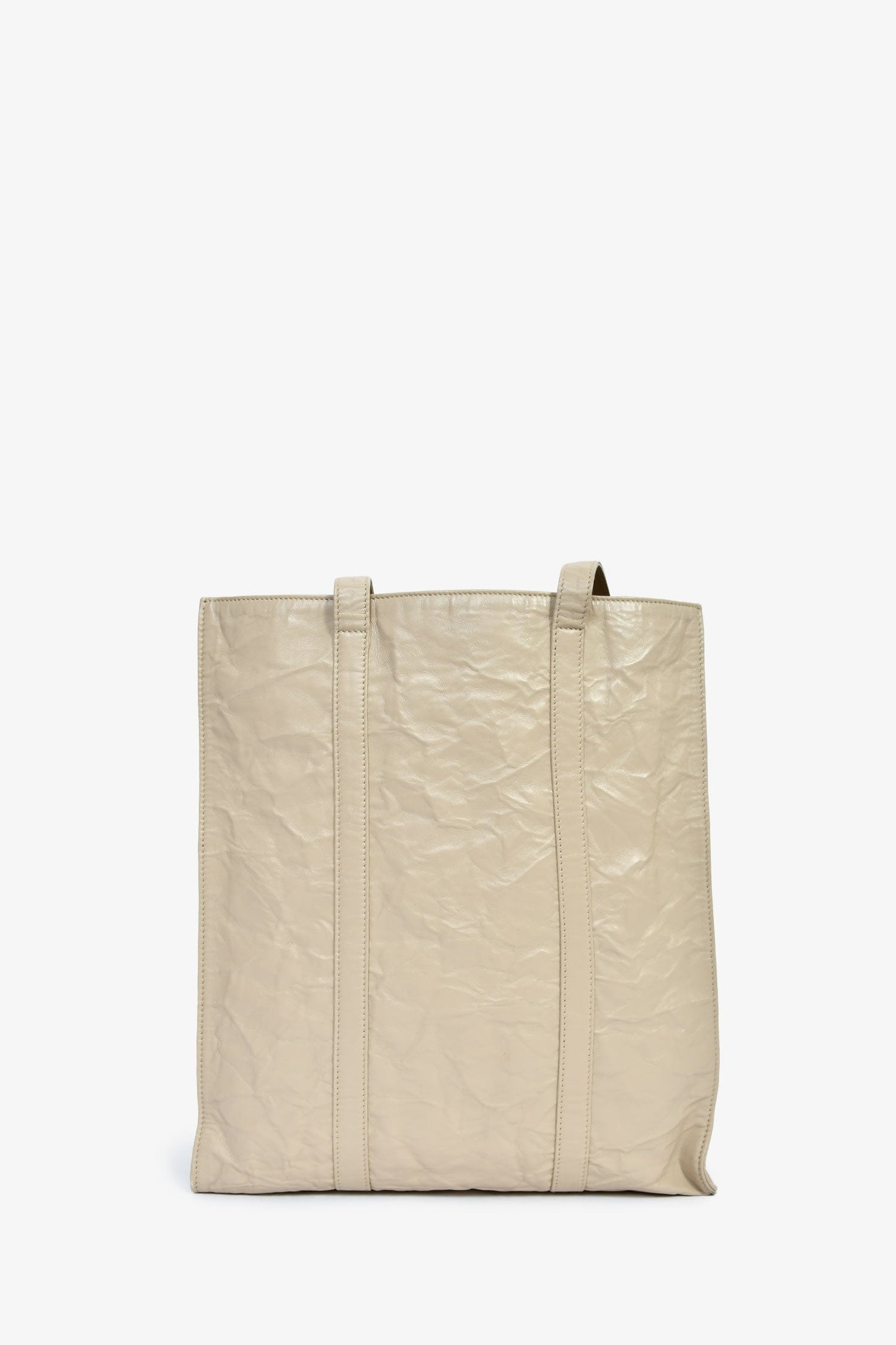 Prada Taupe Lather Crinkle Effect Small Tote Bag