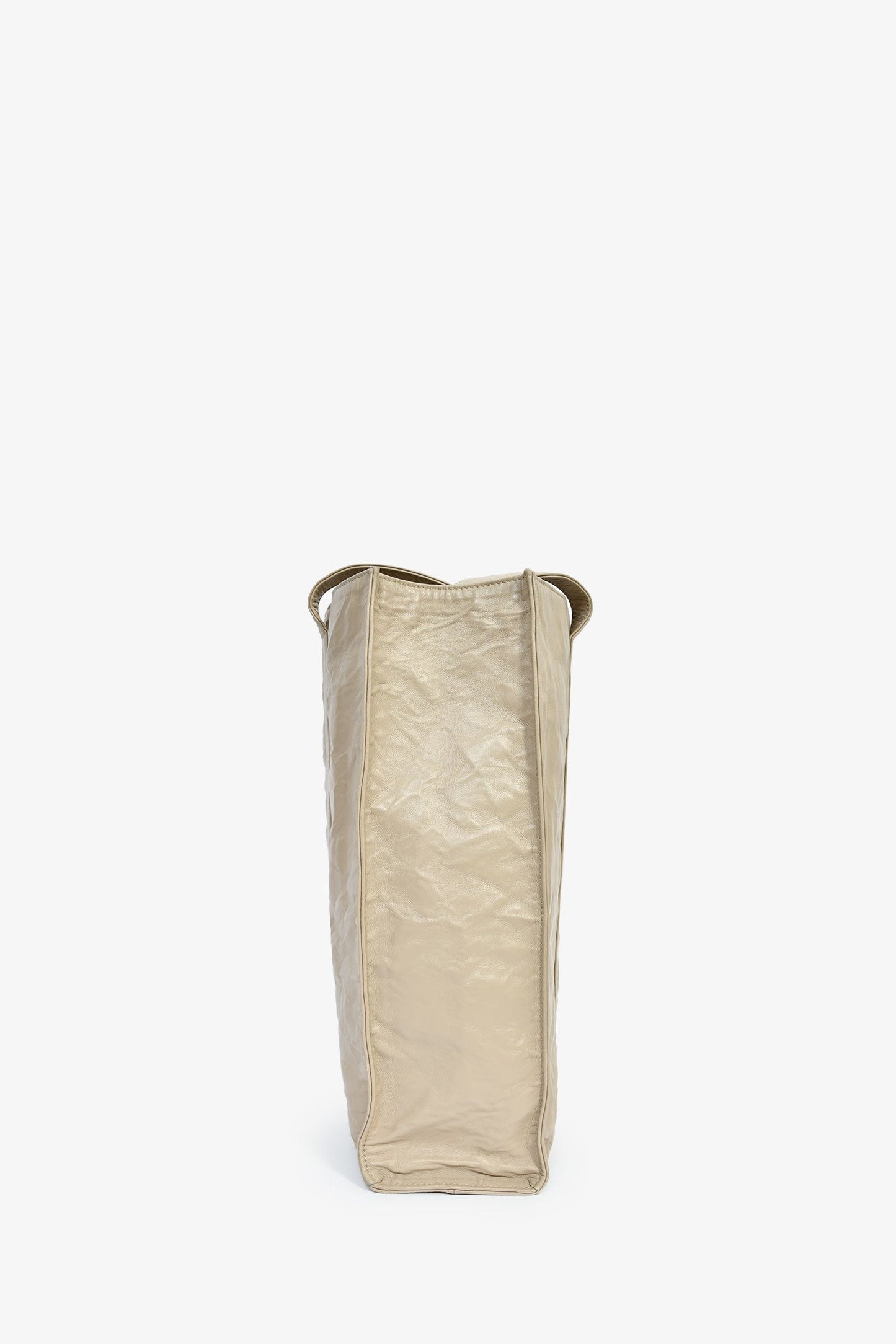 Prada Taupe Lather Crinkle Effect Small Tote Bag