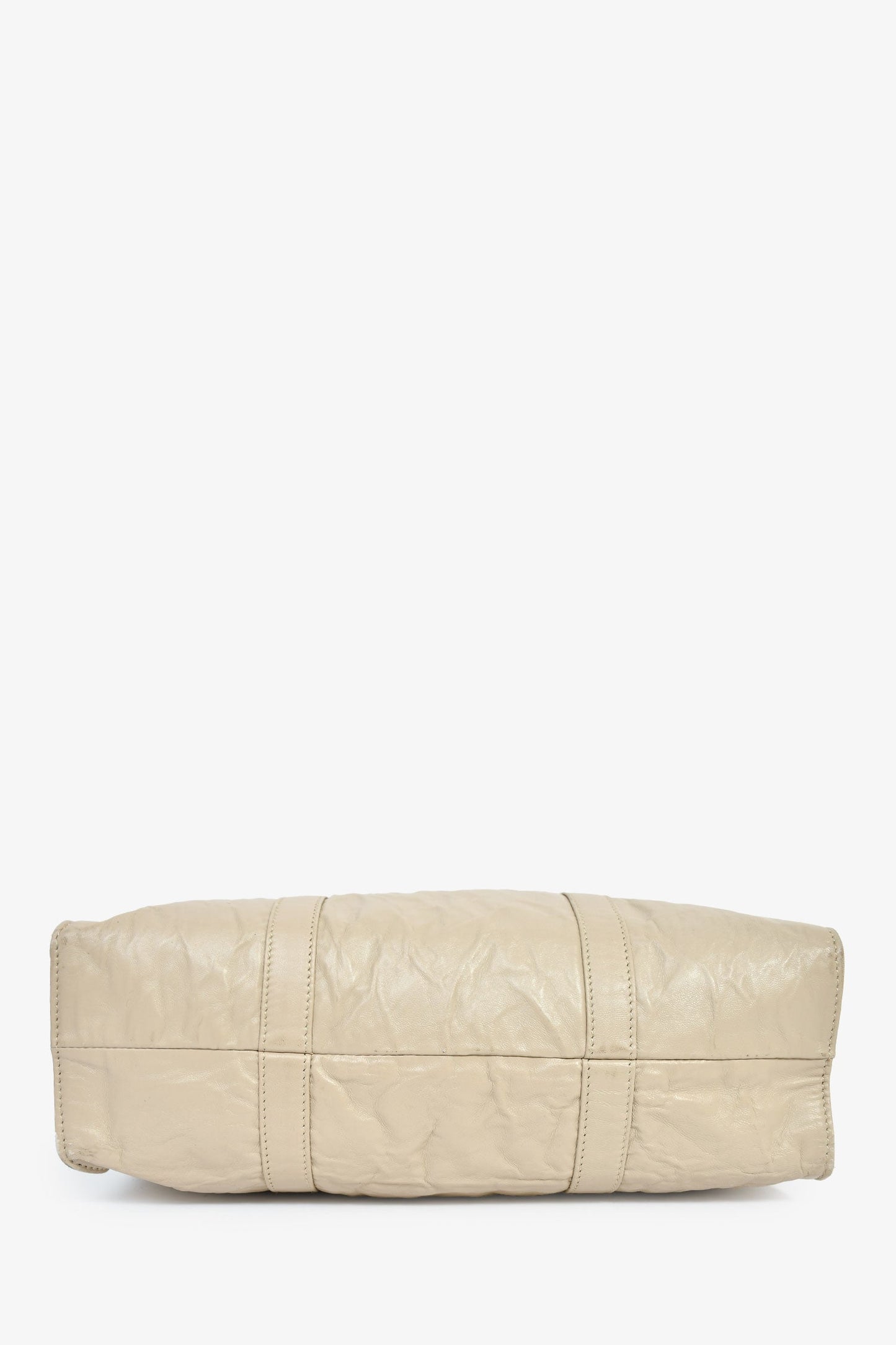 Prada Taupe Lather Crinkle Effect Small Tote Bag