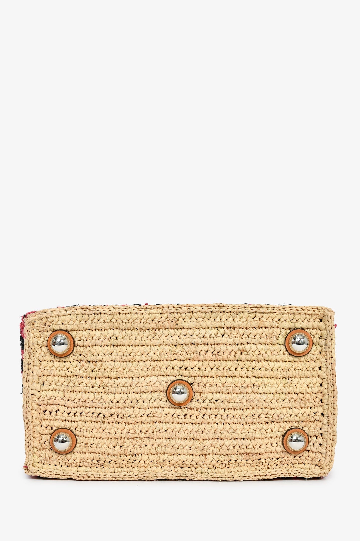 Valentino Pink/Multicolour Raffia VLogo Tote Bag with Pouch