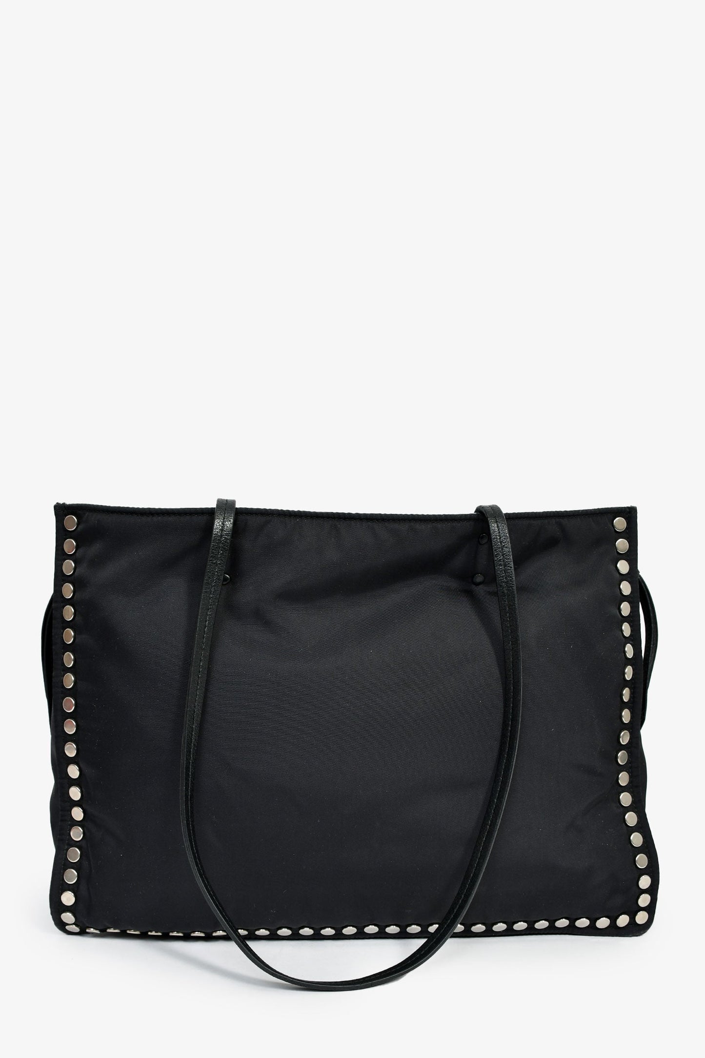 Prada Black Nylon Studded Tote Bag