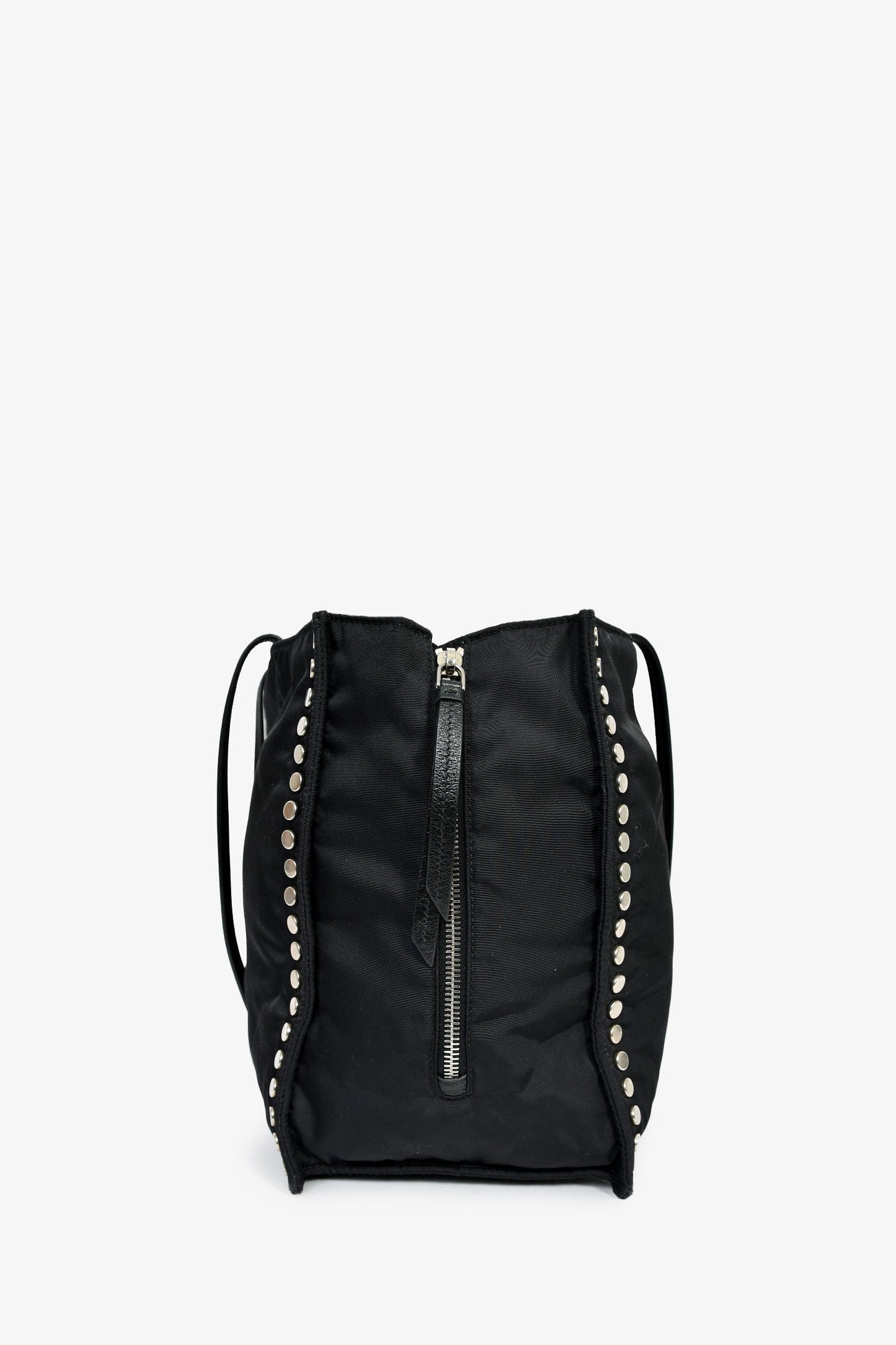 Prada Black Nylon Studded Tote Bag