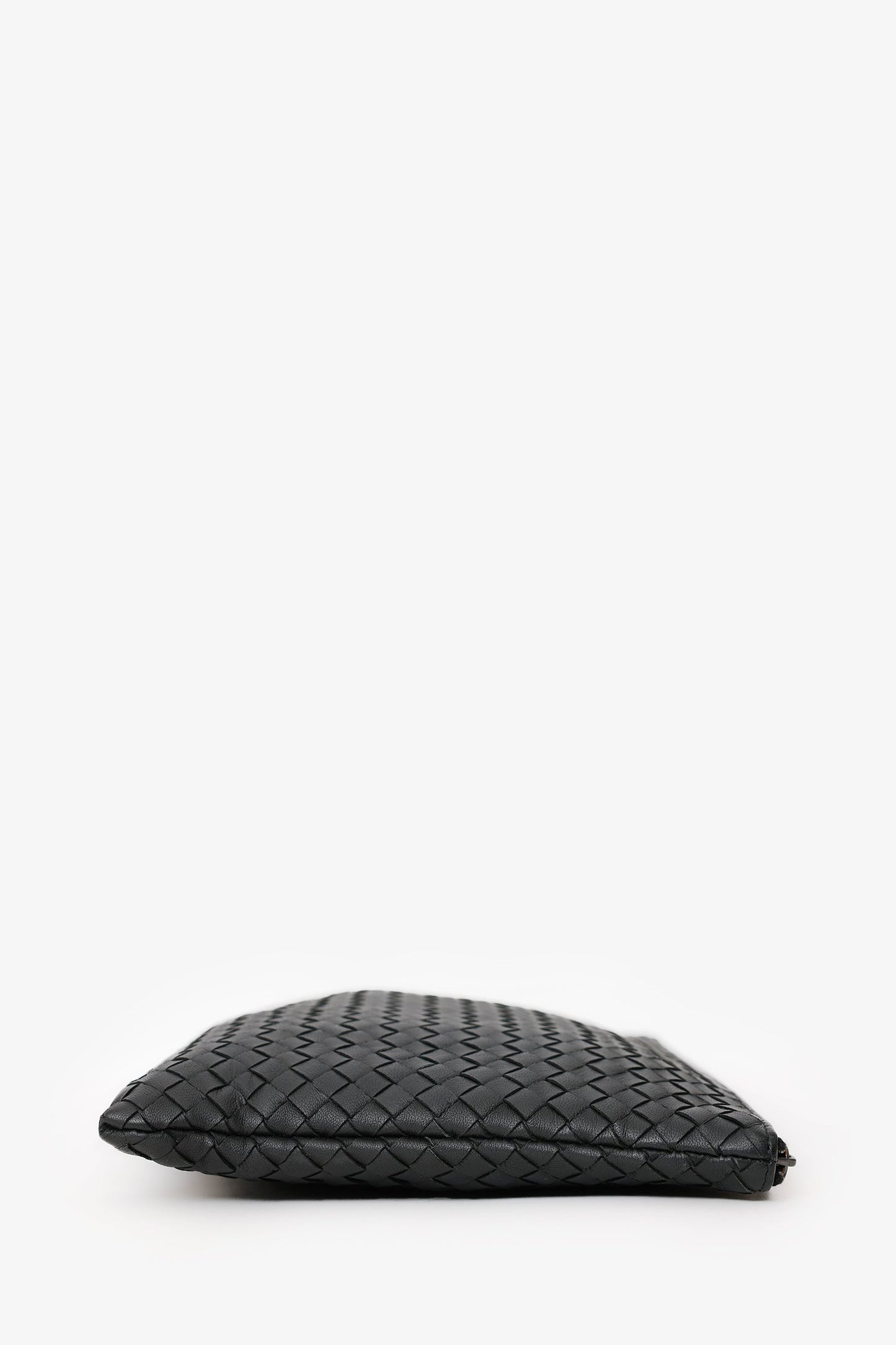 Bottega Veneta Black Intrecciato Leather Large Zip Clutch