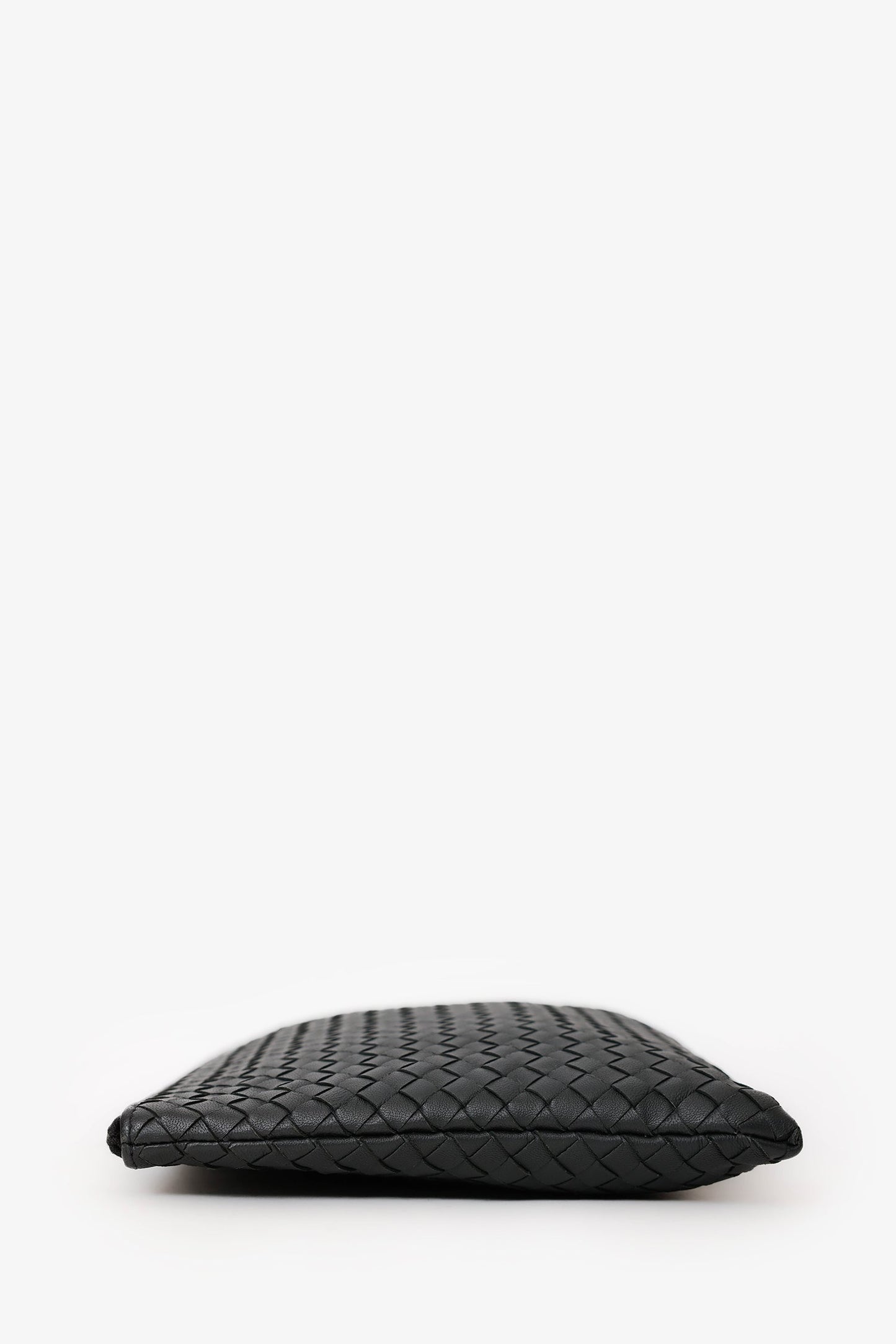 Bottega Veneta Black Intrecciato Leather Large Zip Clutch