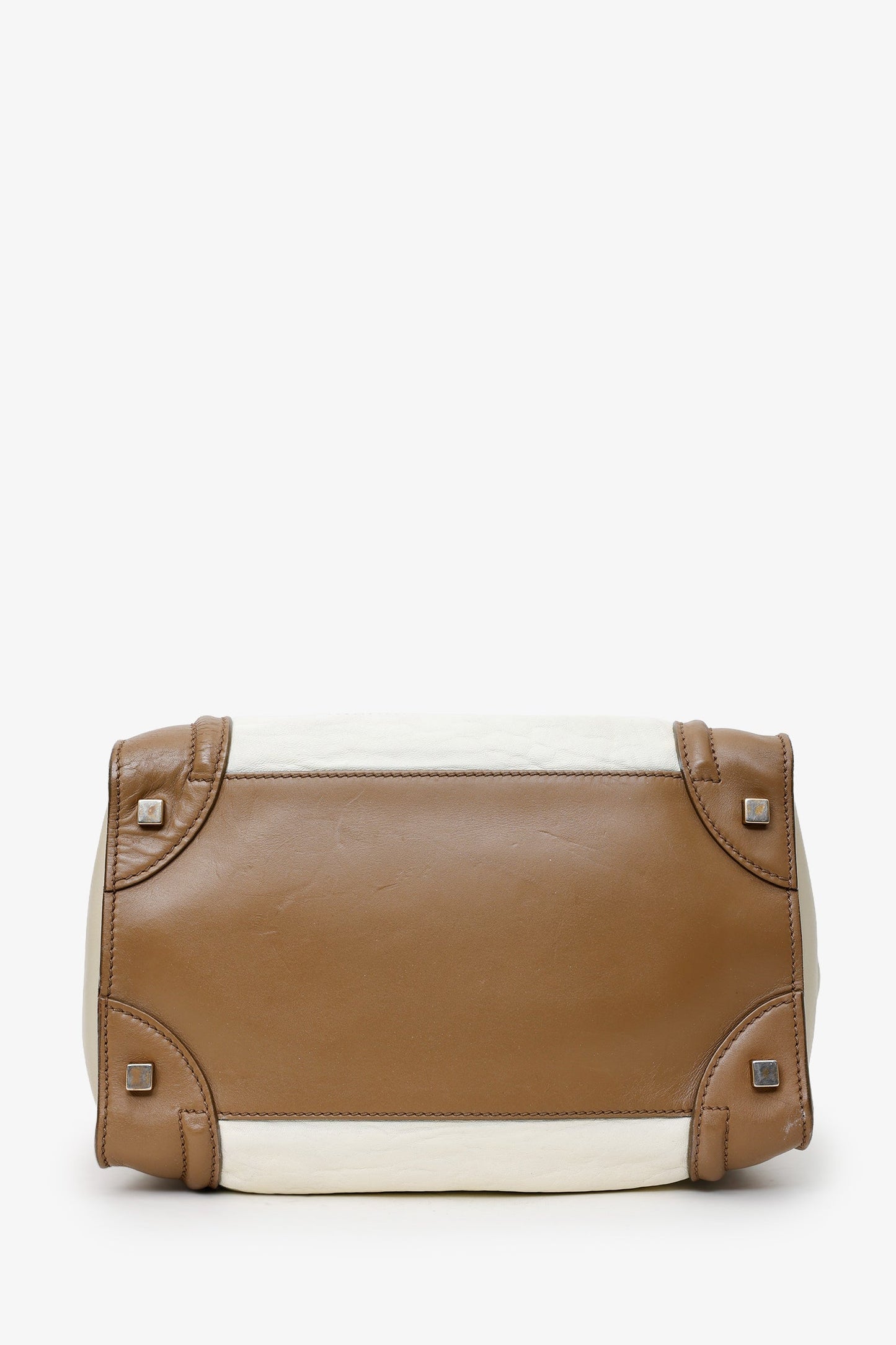 Celine Brown/Taupe Leather Mini Luggage Tote