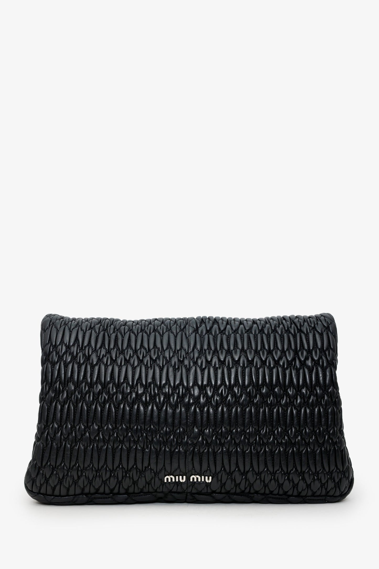 Miu Miu Black Matelasse Nappa Leather Crystal Embellished Shoulder Bag With Strap